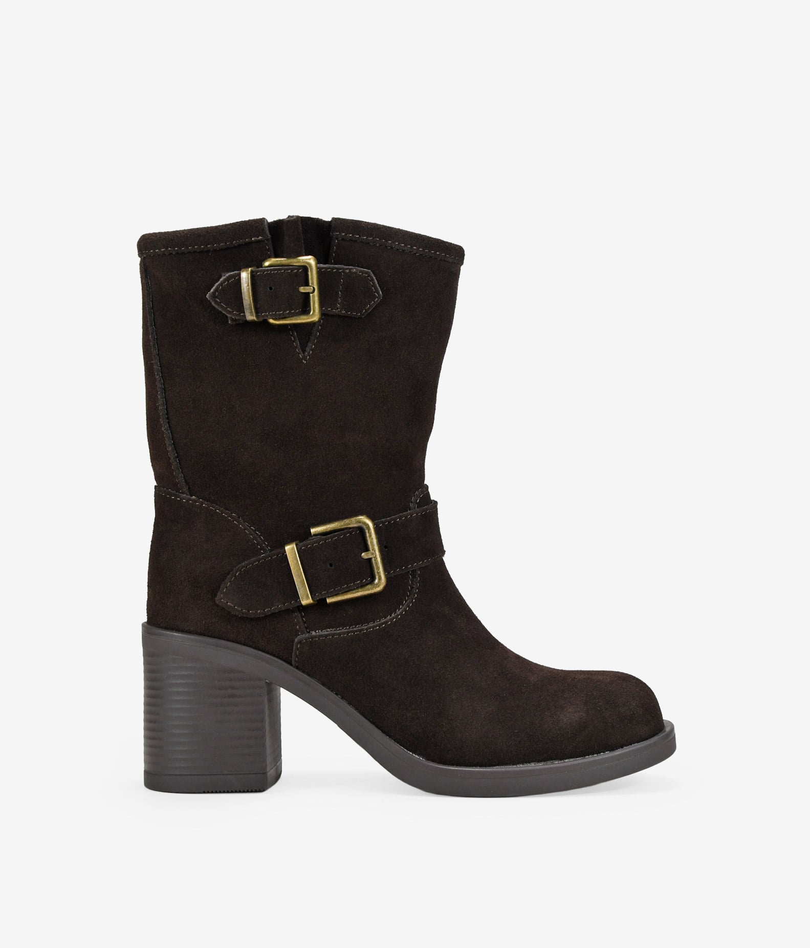 Botas de tacón marrón en piel de serraje