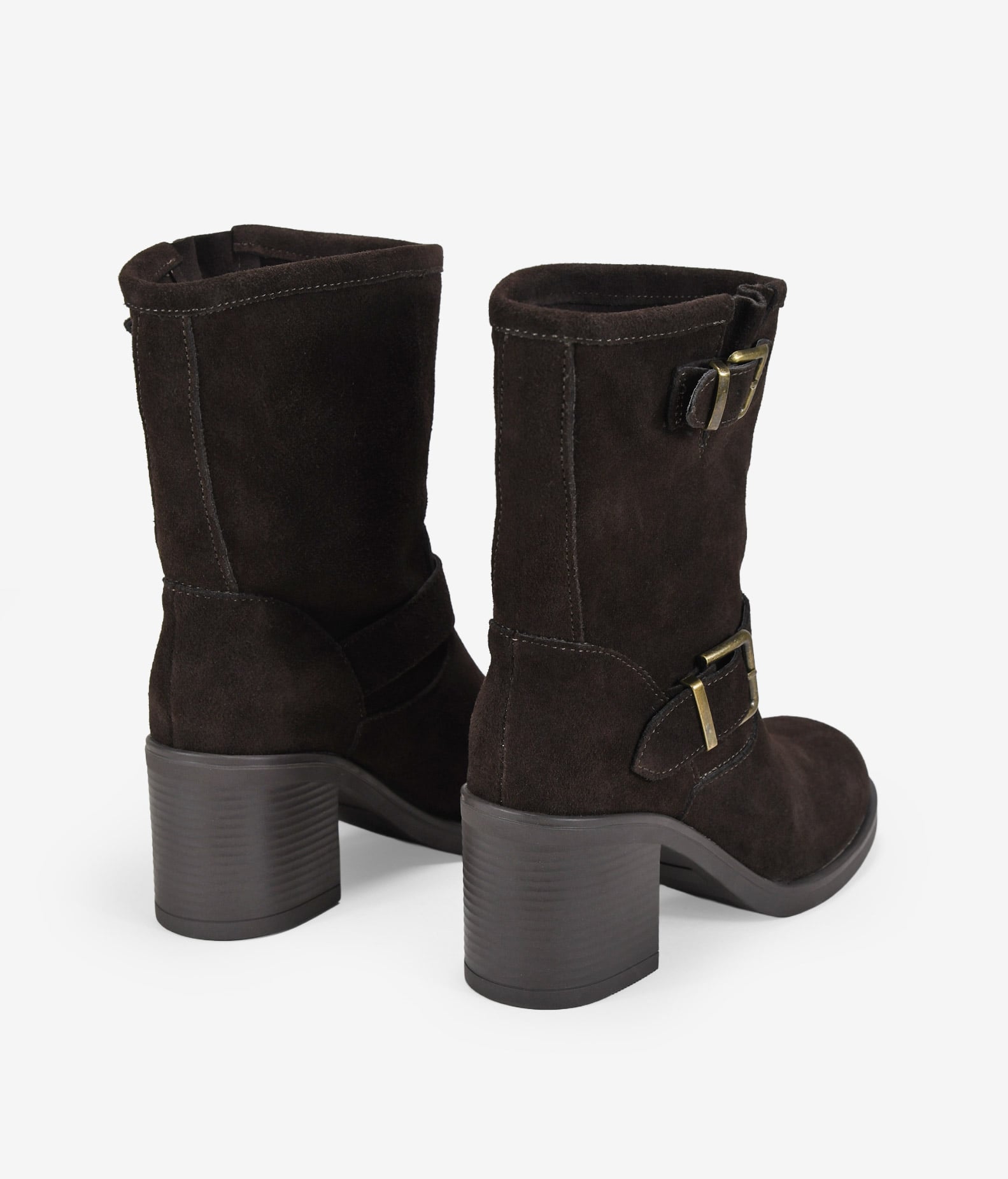 Botas de tacón marrón en piel de serraje