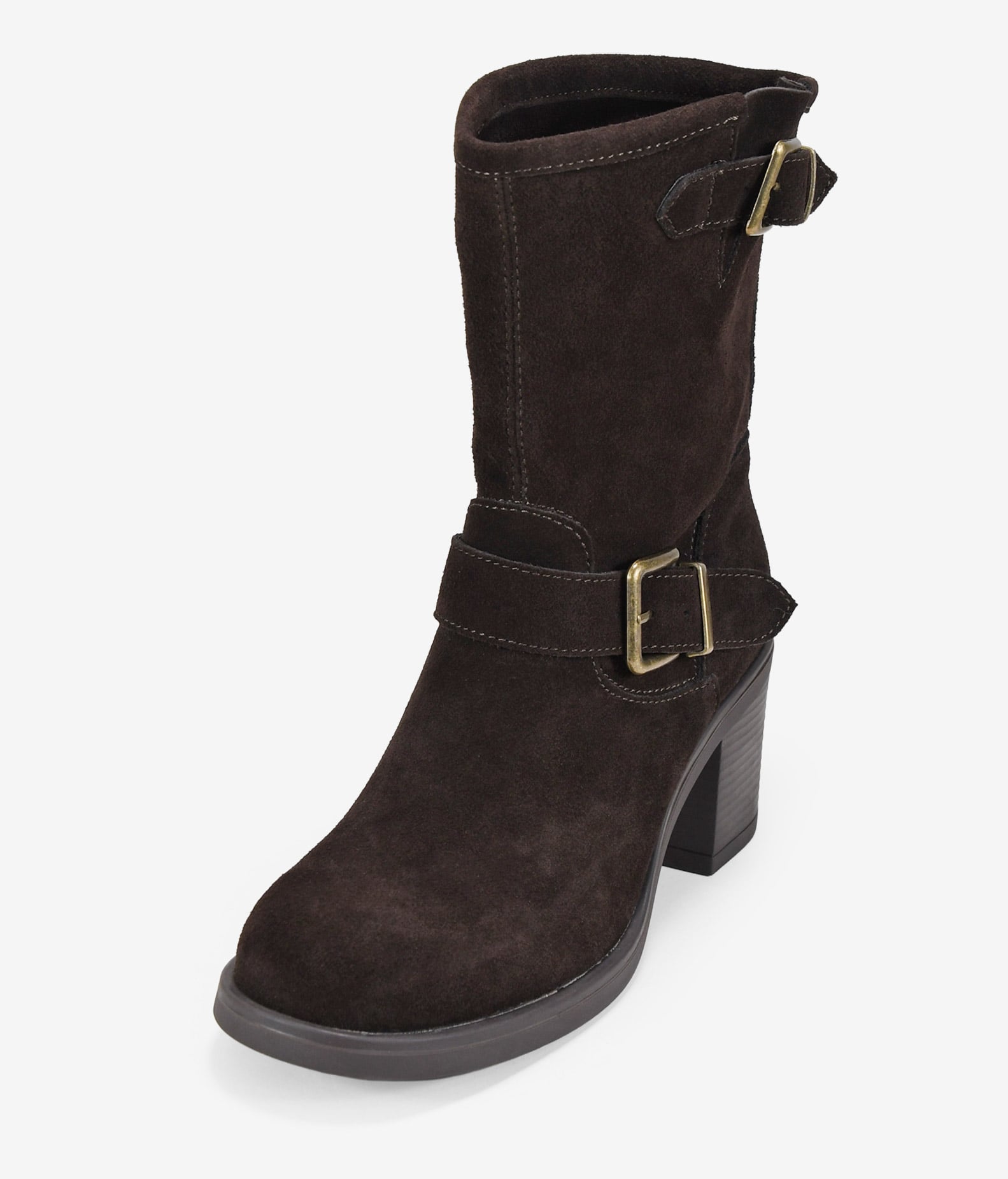 Botas de tacón marrón en piel de serraje