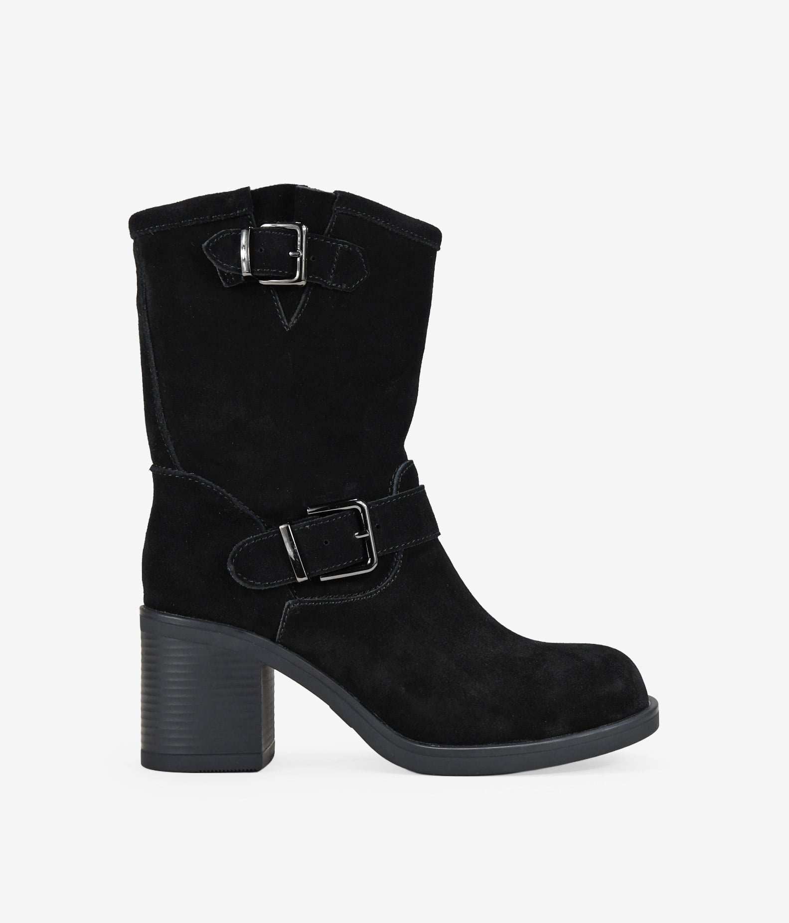 Botas de tacón negro en piel de serraje