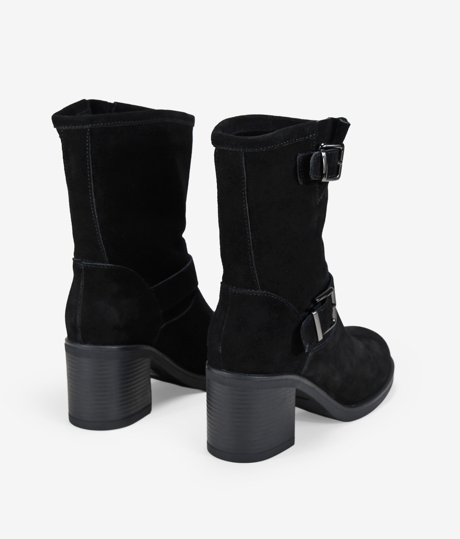 Botas de tacón negro en piel de serraje