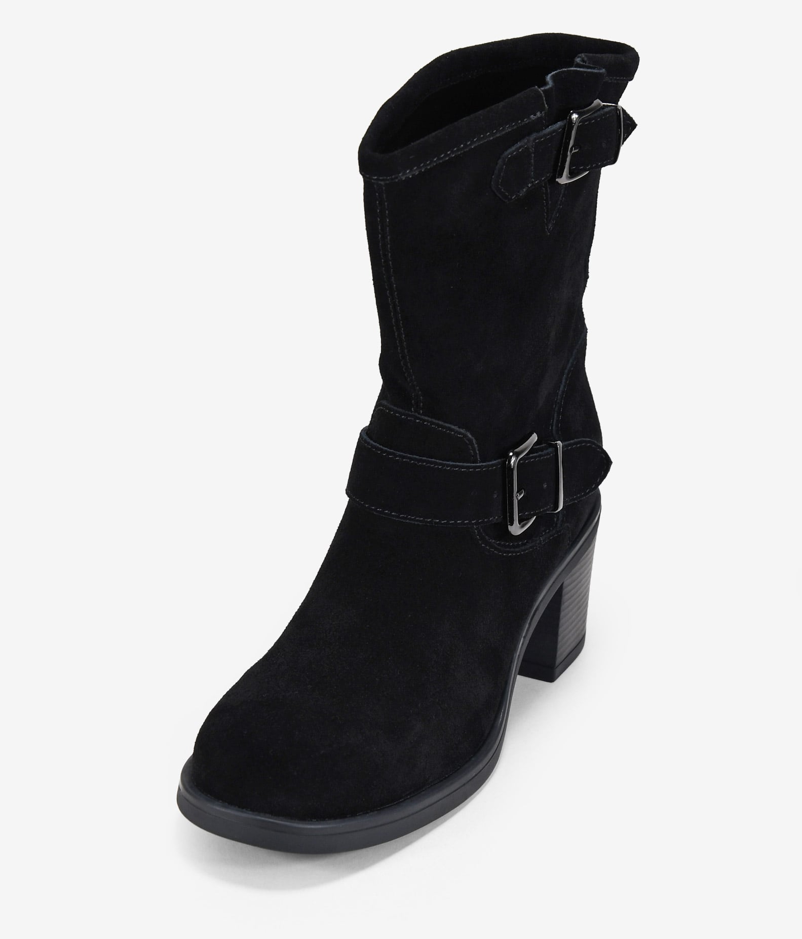 Botas de tacón negro en piel de serraje