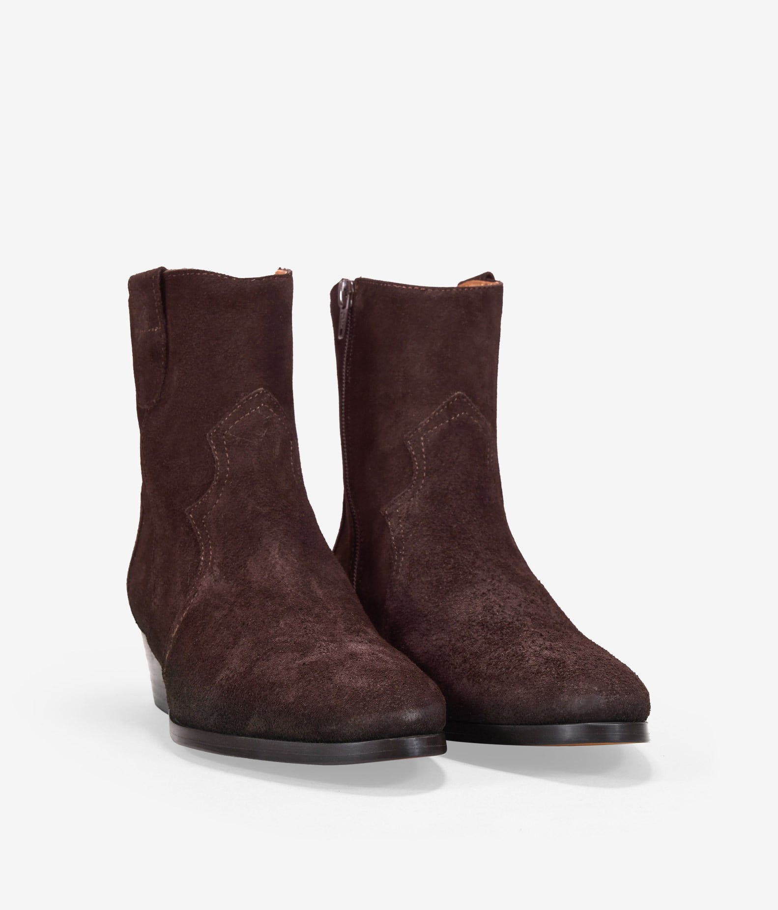 Botines camperos marrones en serraje piel