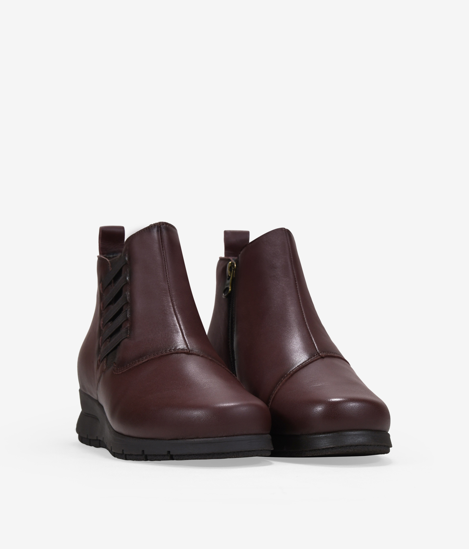 Botines de cuña marrones en piel