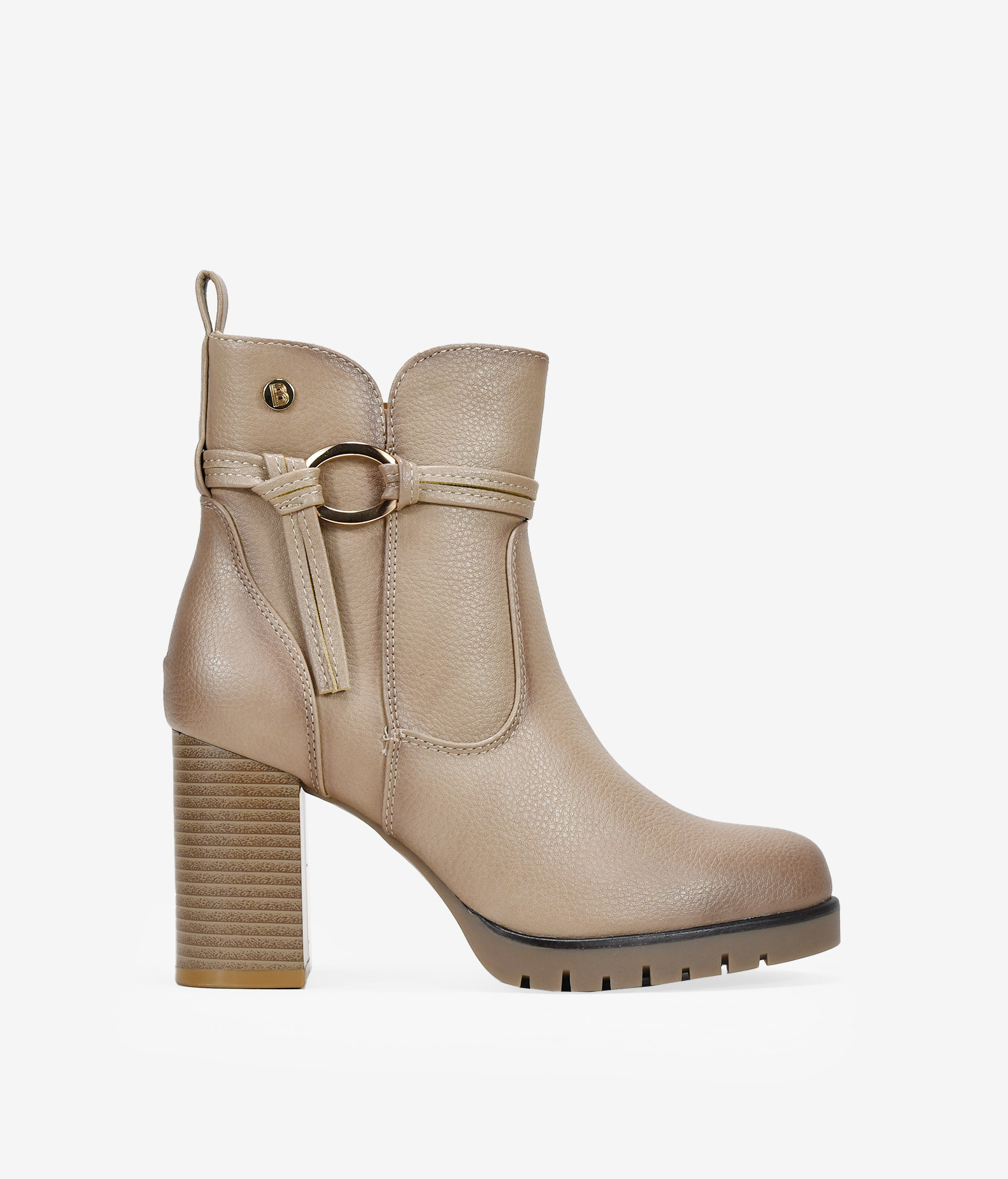 Botines de tacón y cremallera taupe 
