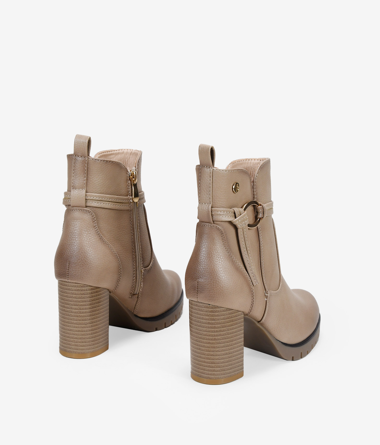 Botines de tacón y cremallera taupe 