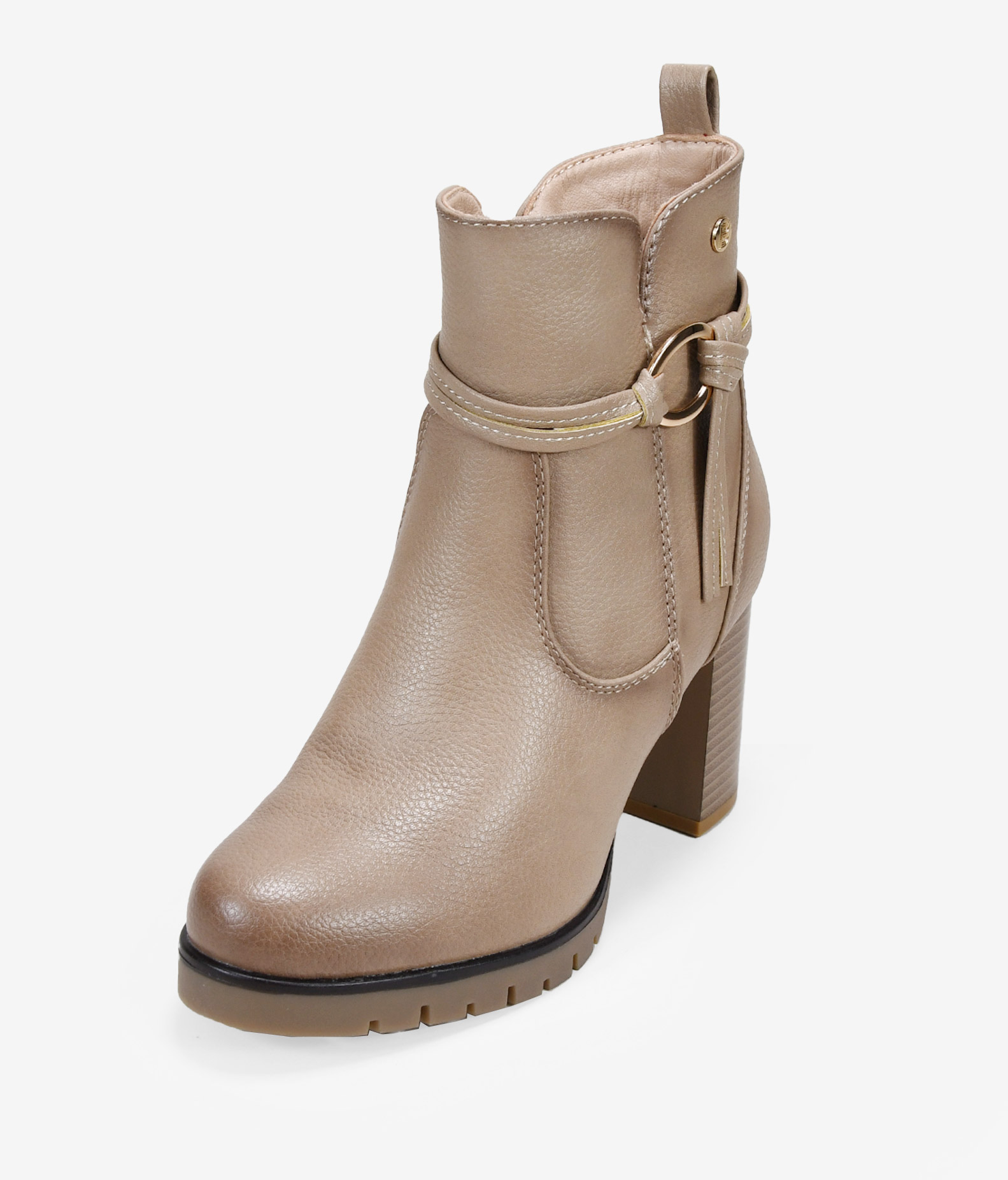 Botines de tacón y cremallera taupe 
