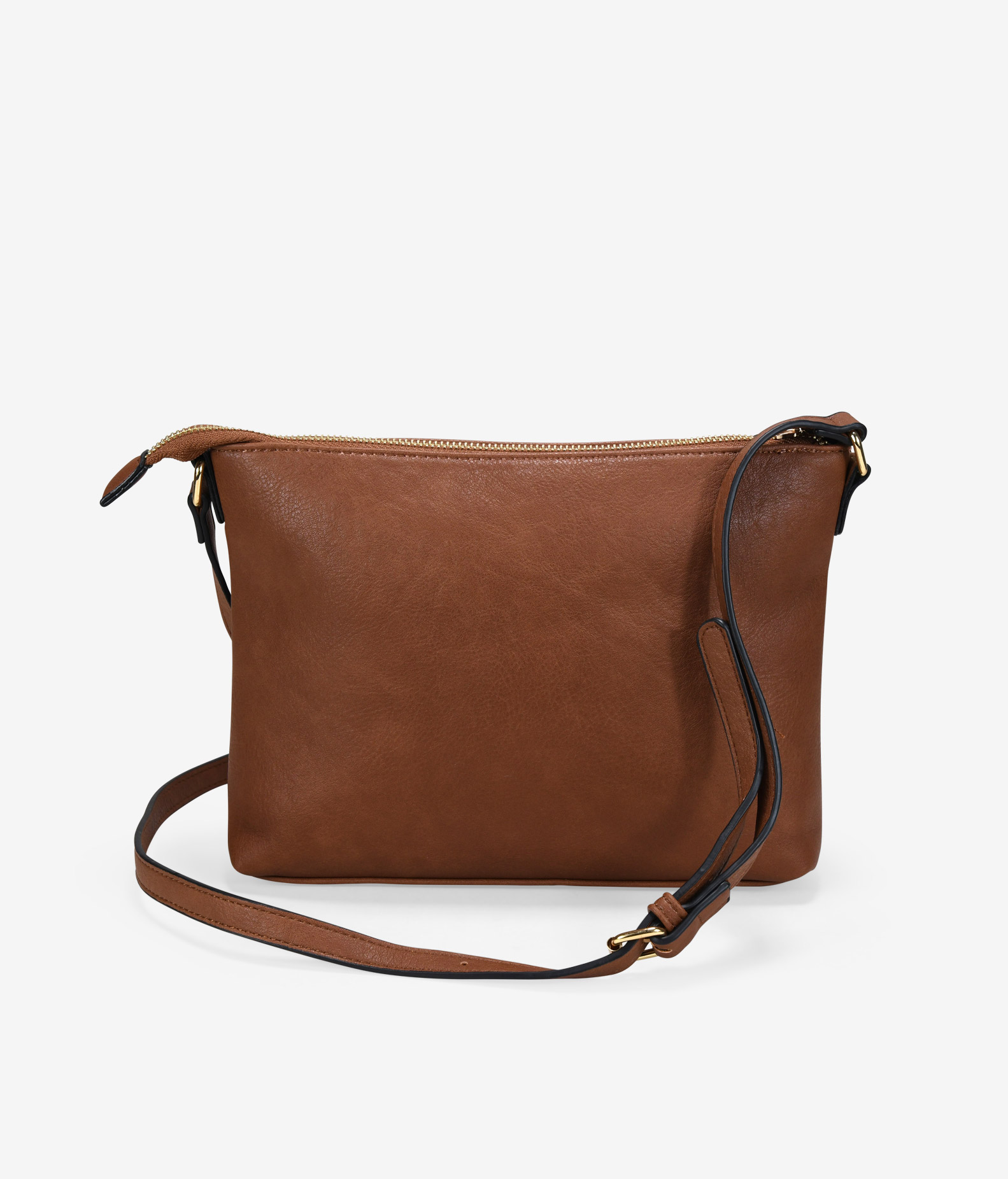 Bolso bandolera marrón con cosido 