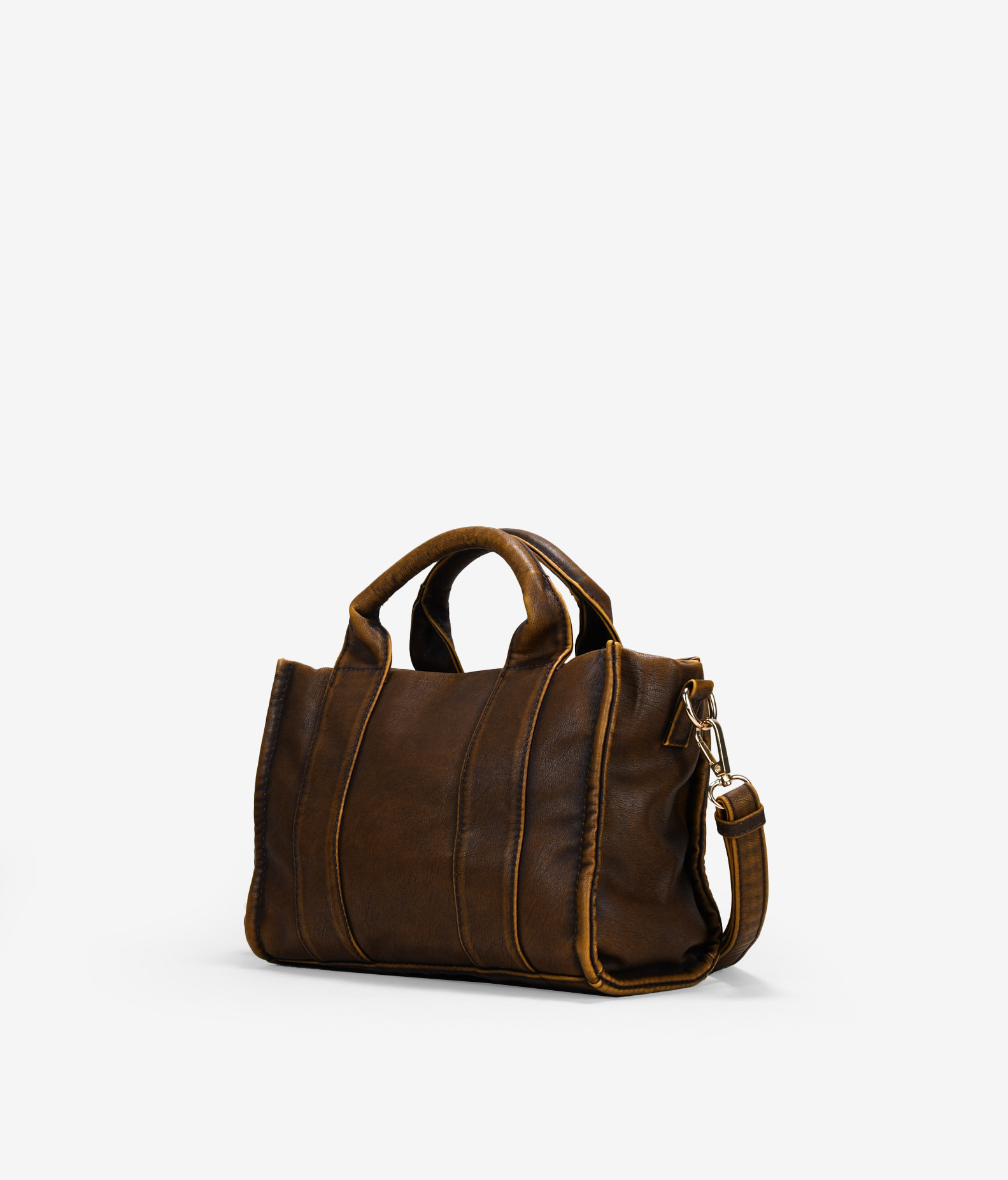 Bolso de mano cuero pequeño con cremallera