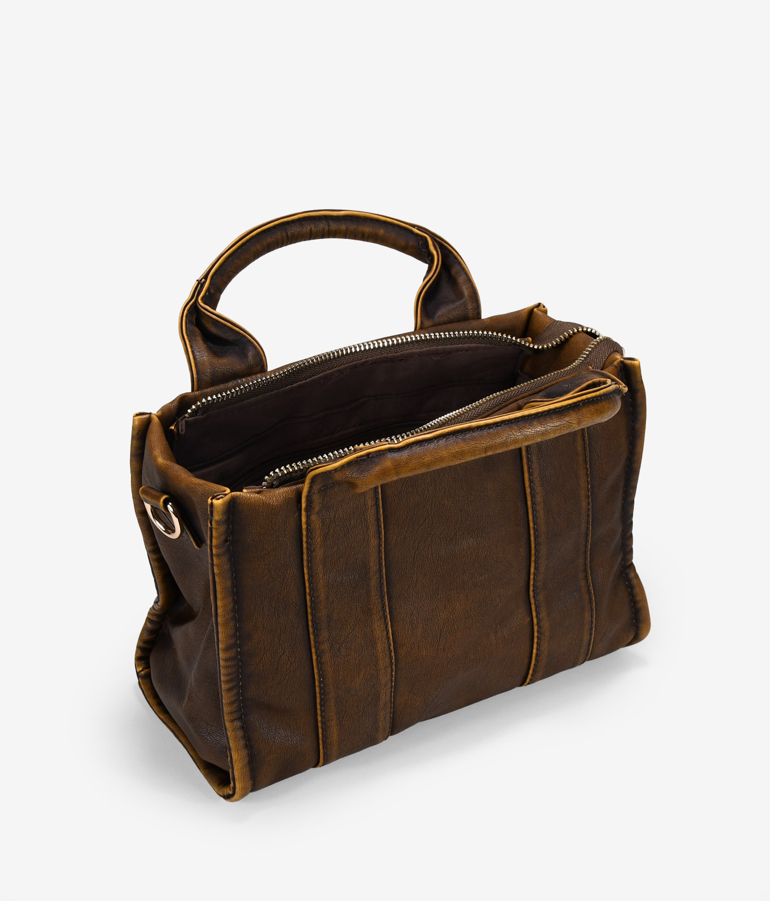 Bolso de mano cuero pequeño con cremallera