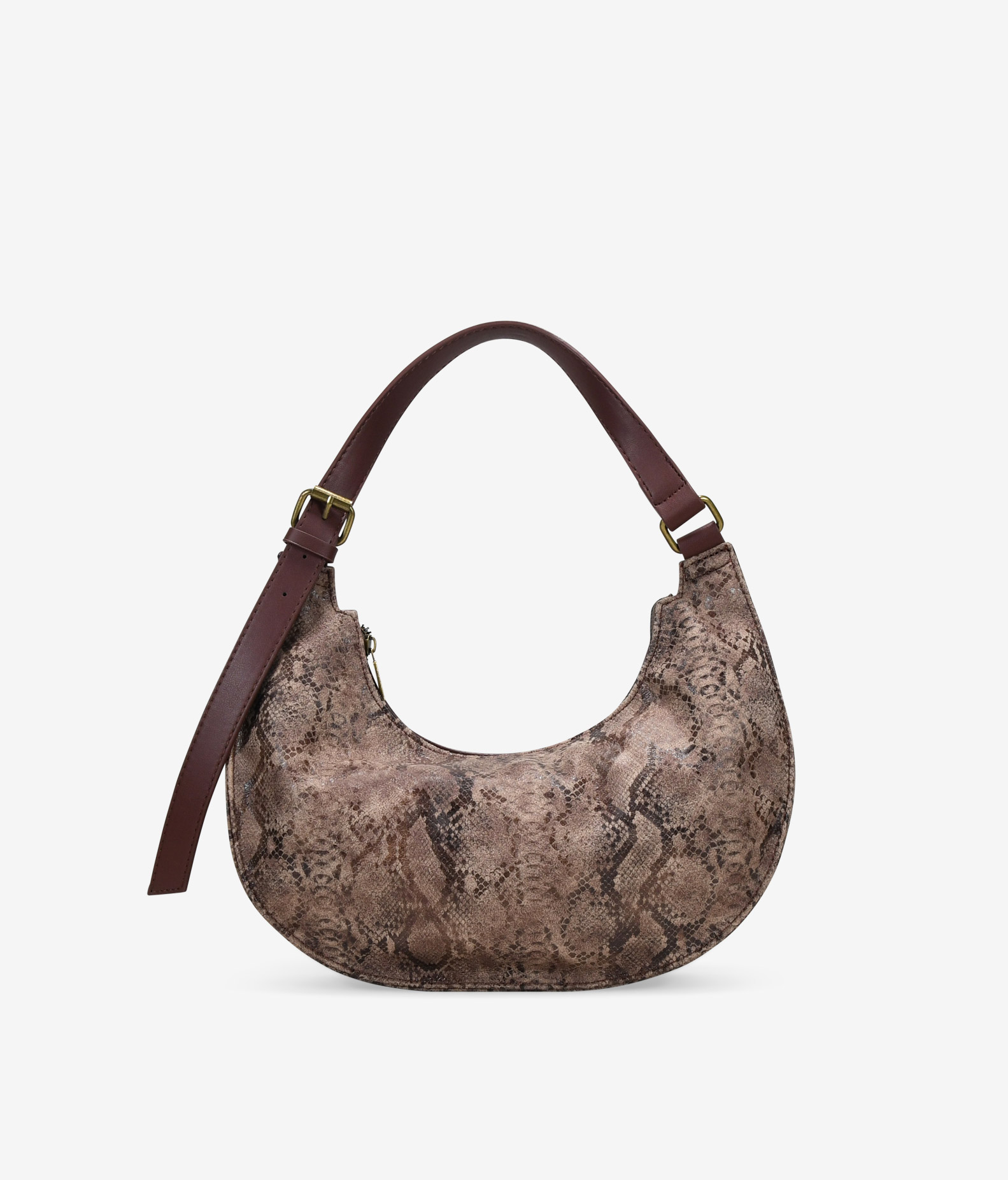 Bolso de hombro marrón con cremallera