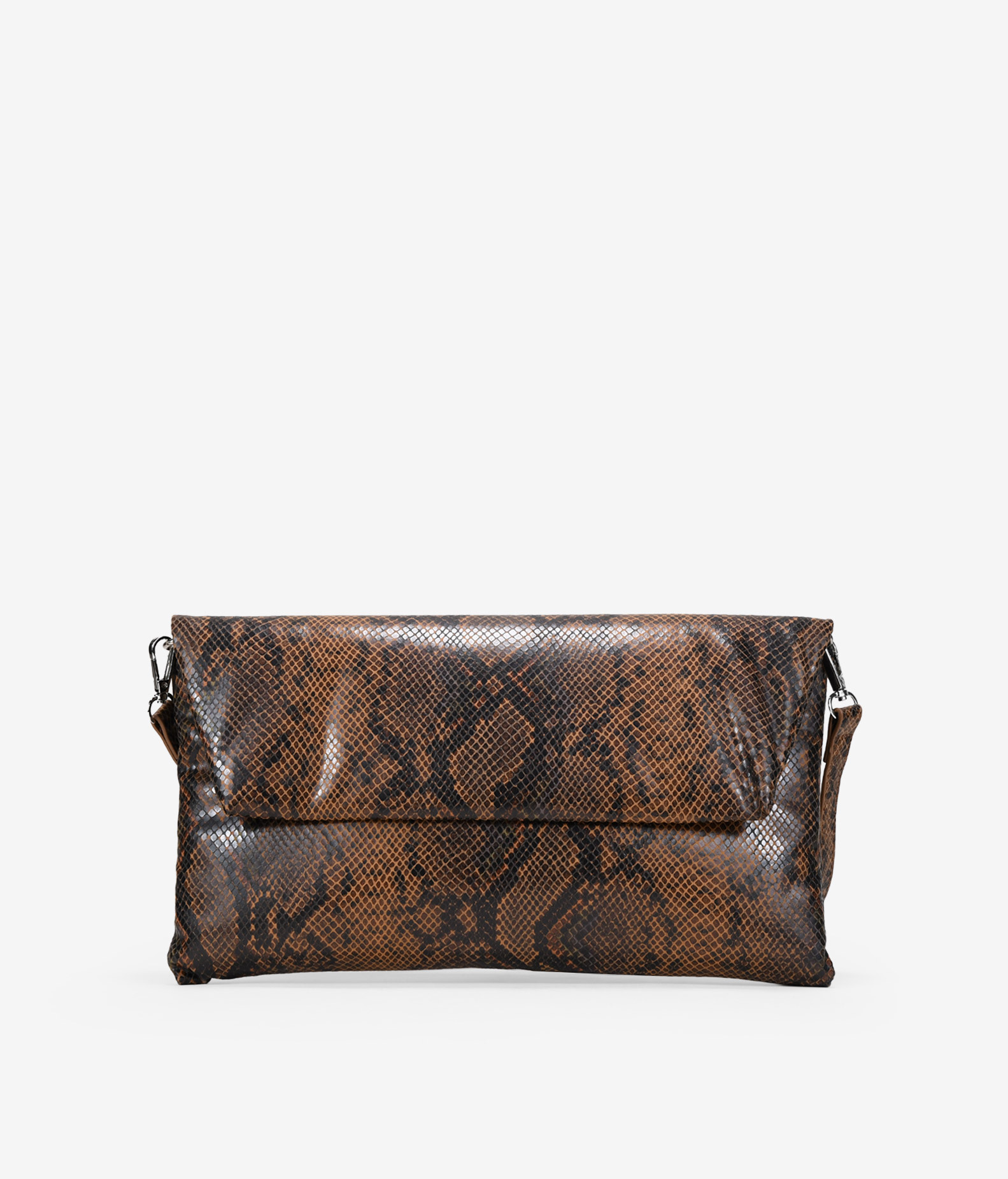 Bolso de mano marrón efecto serpiente