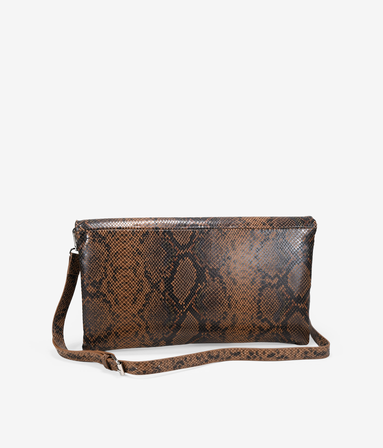 Bolso de mano marrón efecto serpiente