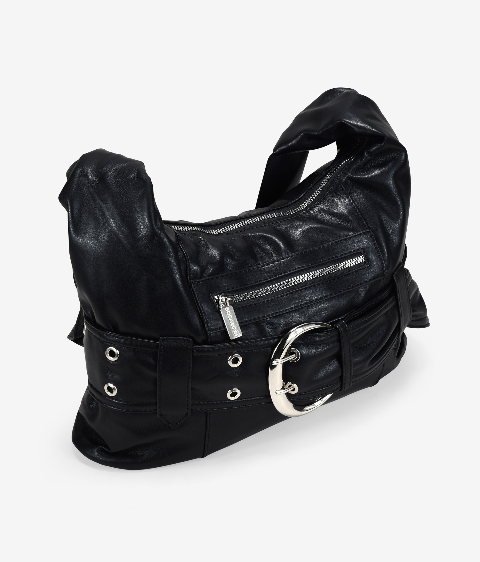 Bolso de hombro negro con maxi hebilla