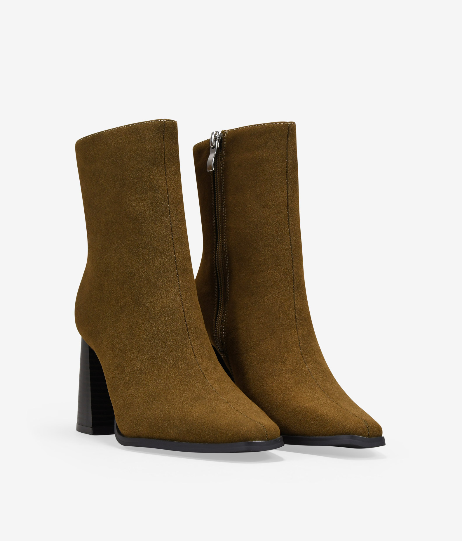 Botines de tacón visón con cremallera