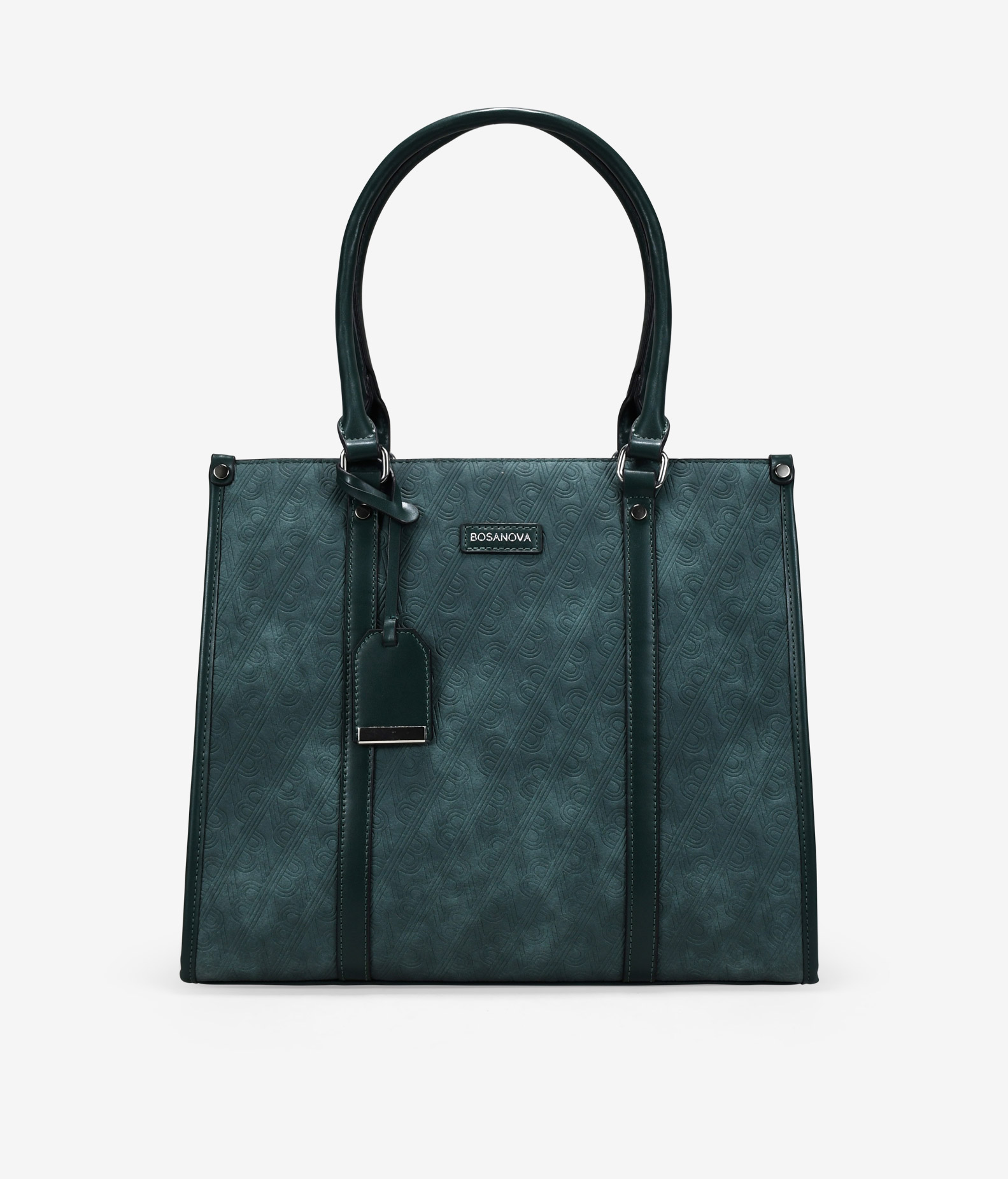 Bolso shopper verde con grabado de B