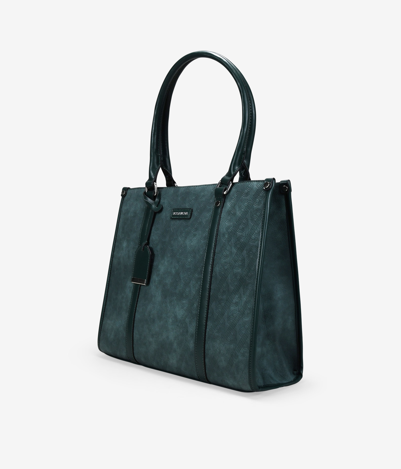 Bolso shopper verde con grabado de B