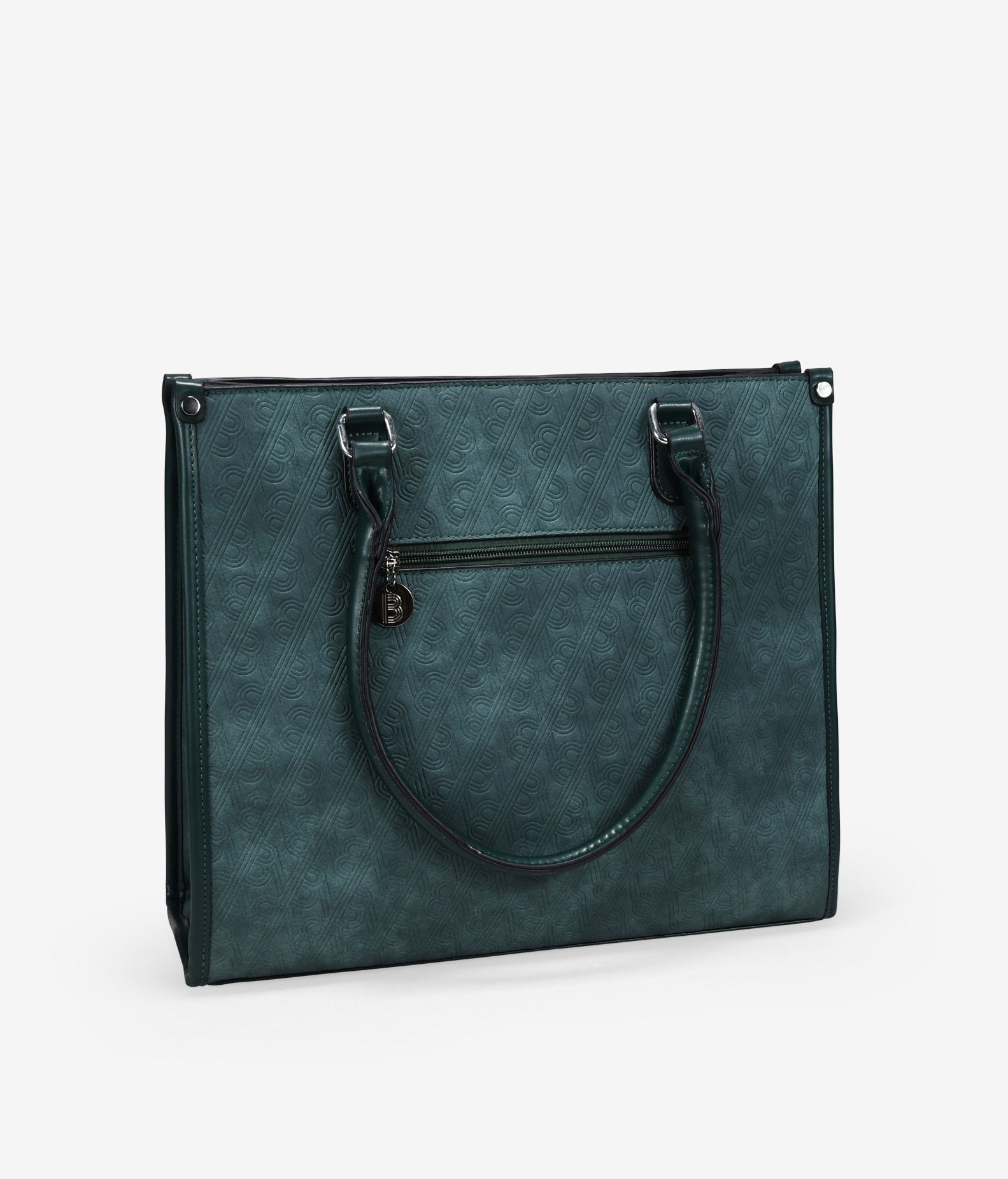 Bolso shopper verde con grabado de B