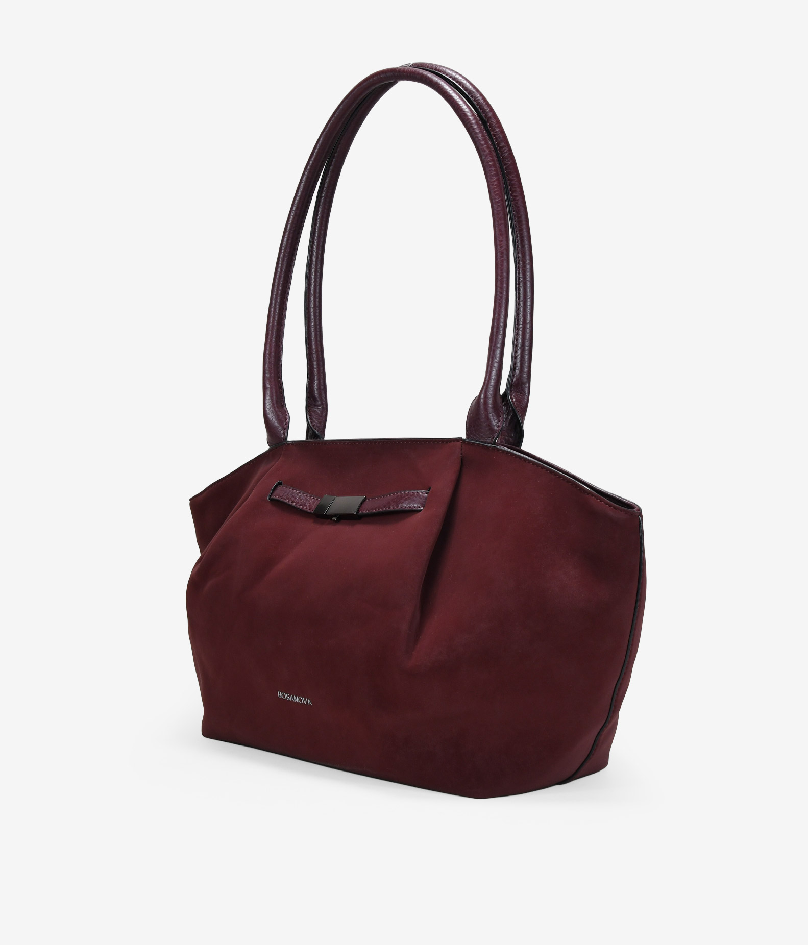 Bolso de hombro burdeos con hebilla