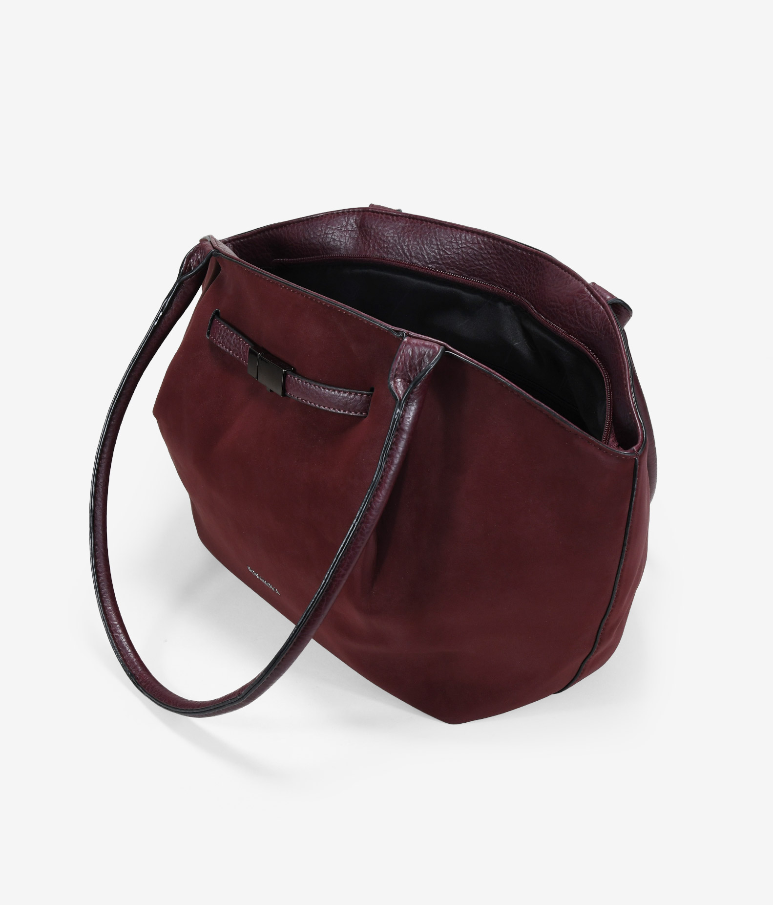 Bolso de hombro burdeos con hebilla