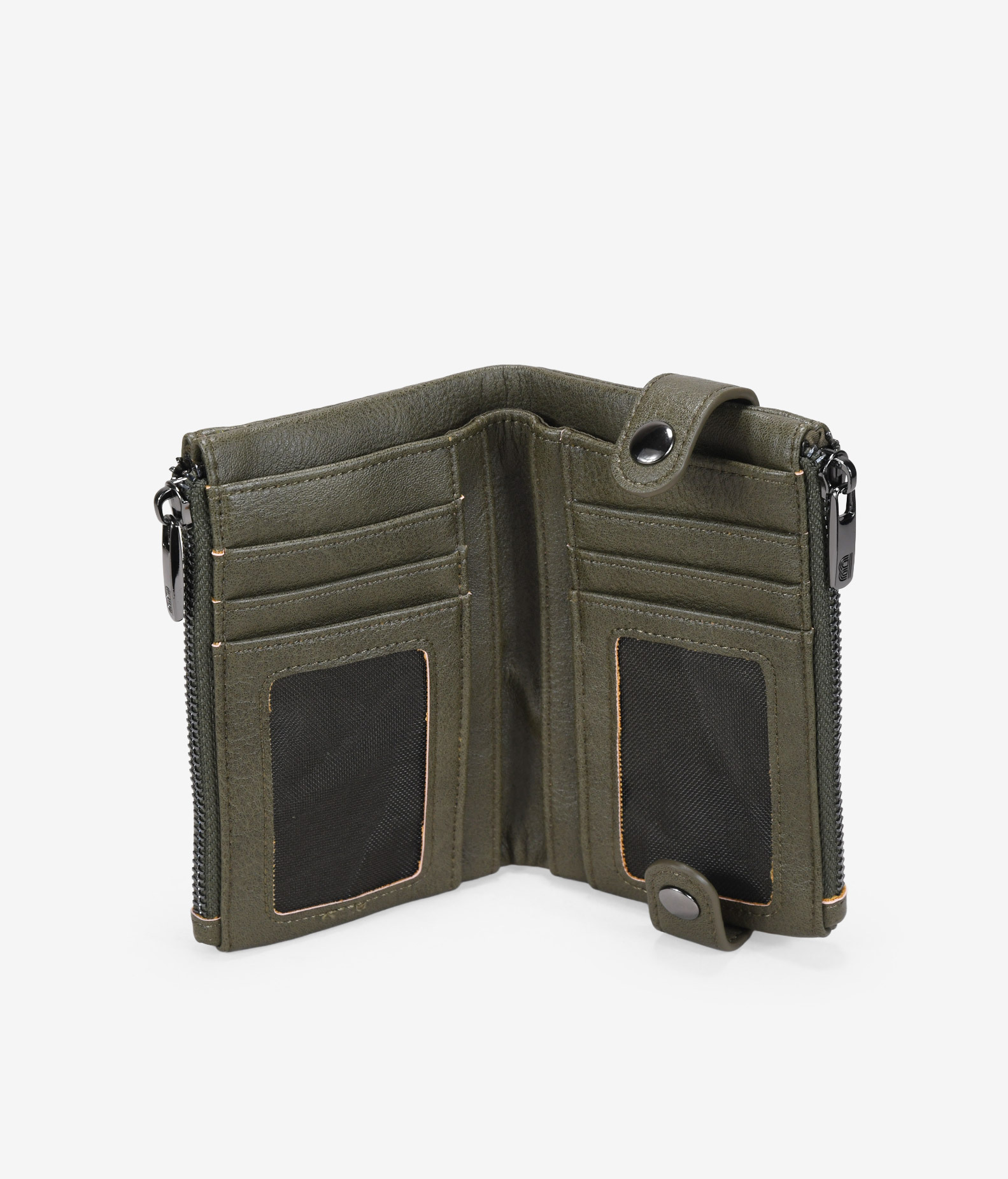Billetero mediano verde con bordado y tachas