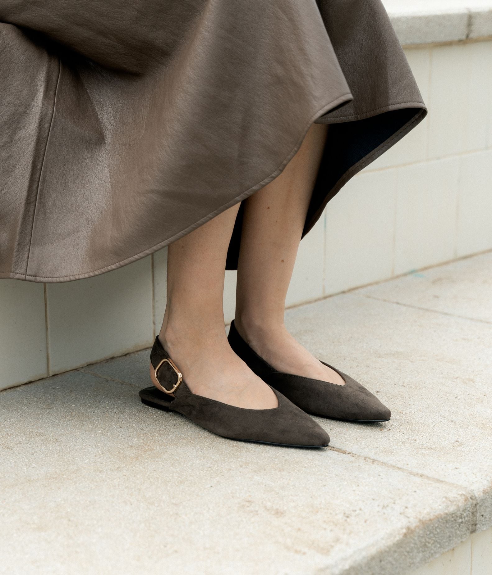 Scarpe verdi senza tallone con punta affusolata