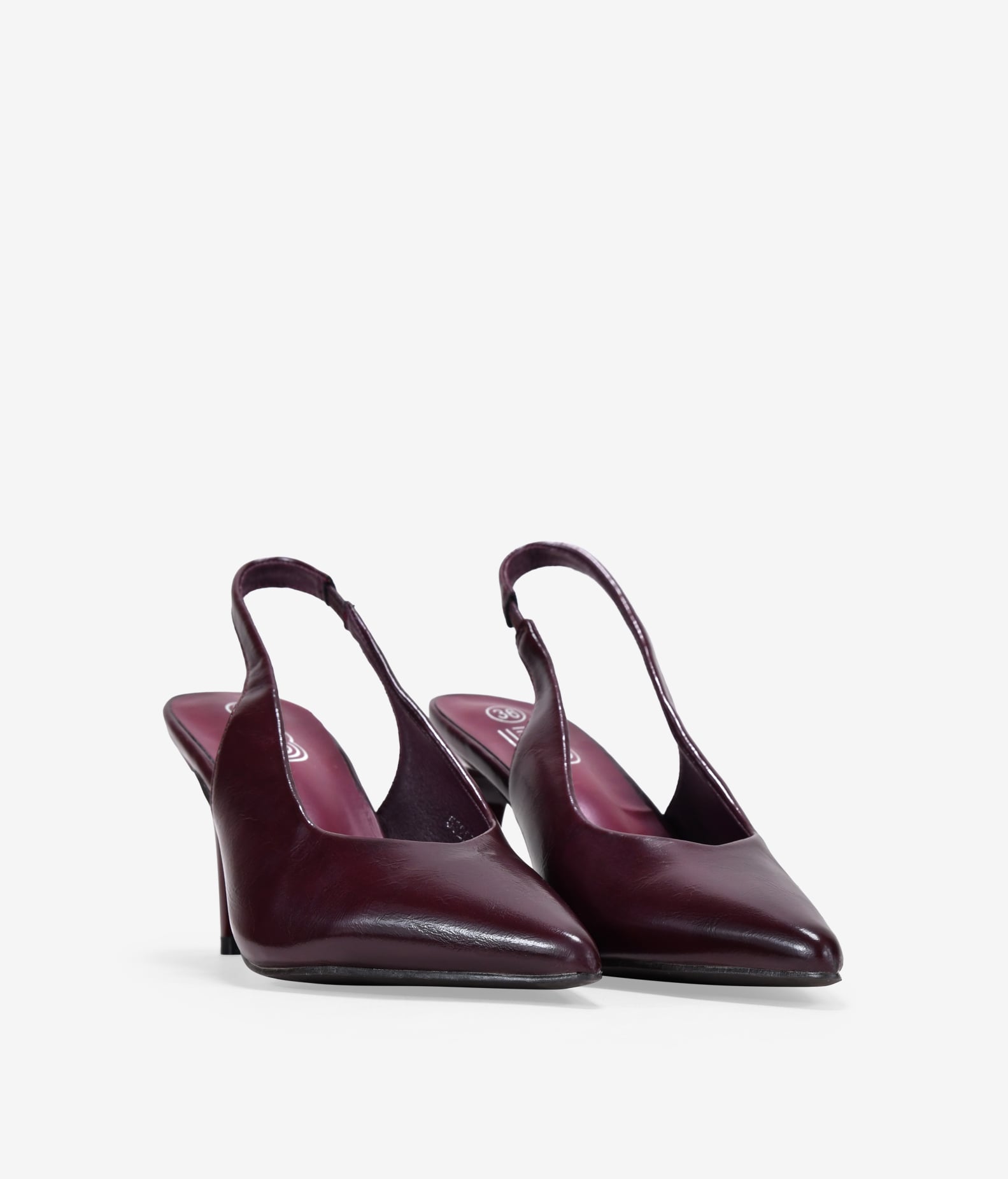 Zapatos de tacón burdeos con punta
