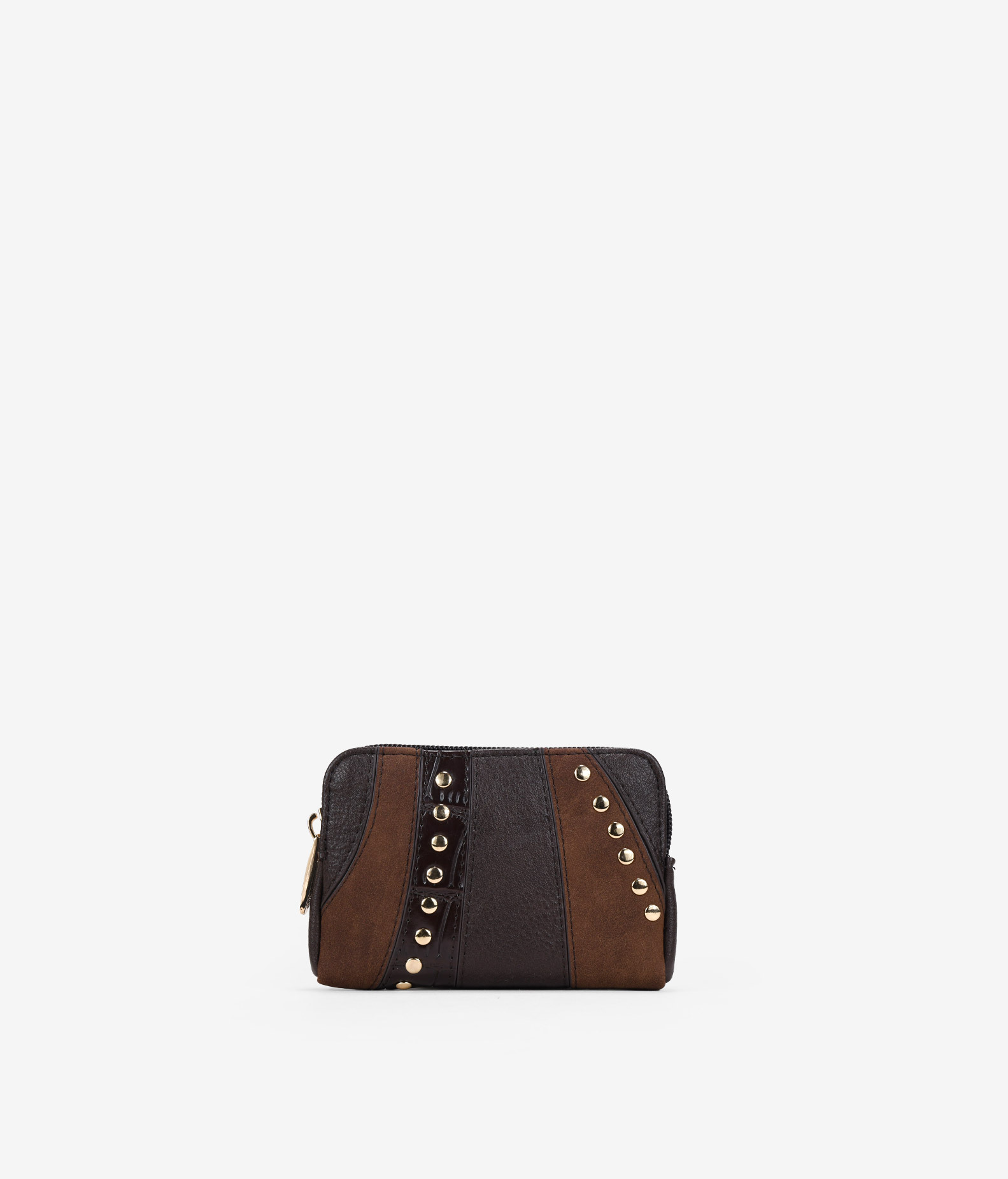 Monedero marrón con patchwork