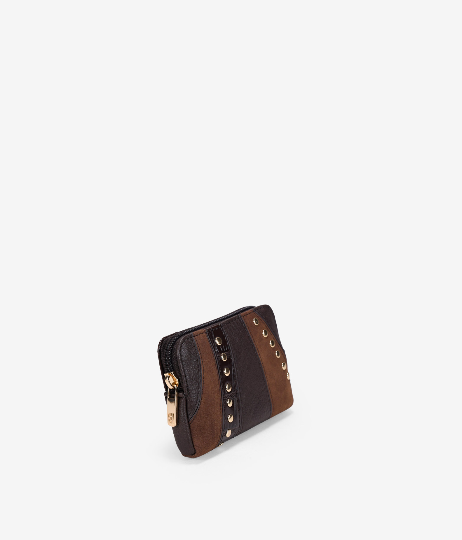 Monedero marrón con patchwork