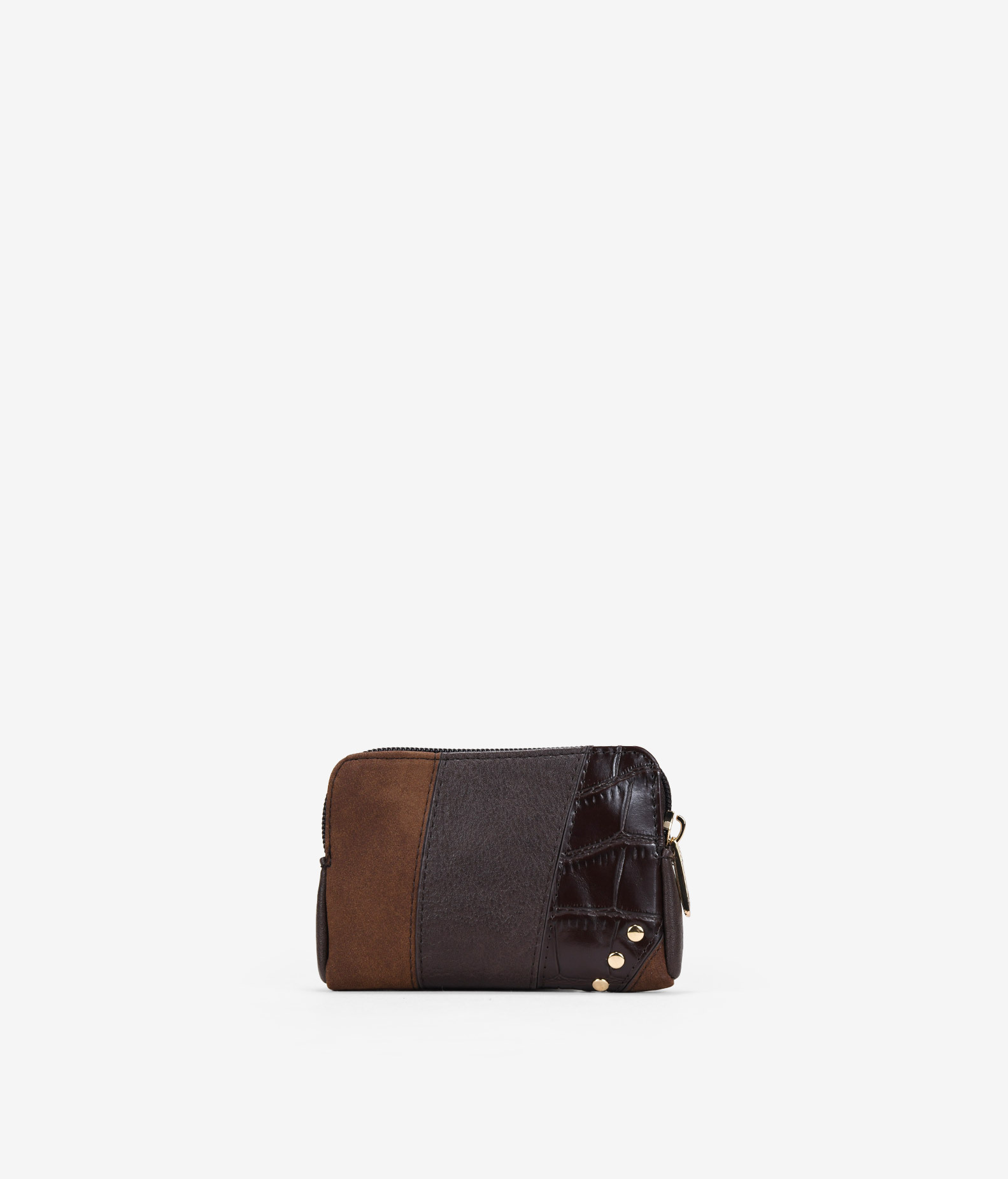 Monedero marrón con patchwork