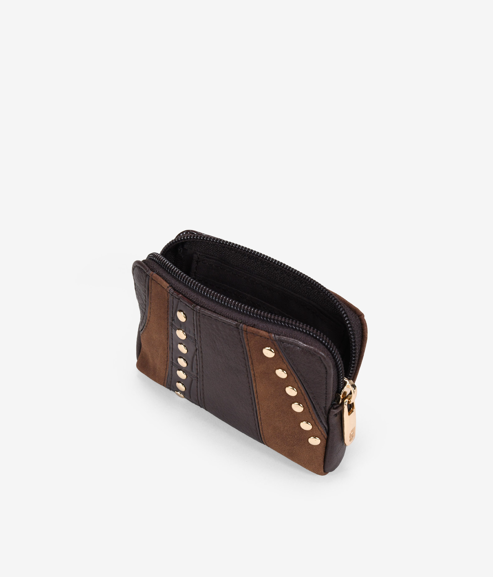Monedero marrón con patchwork