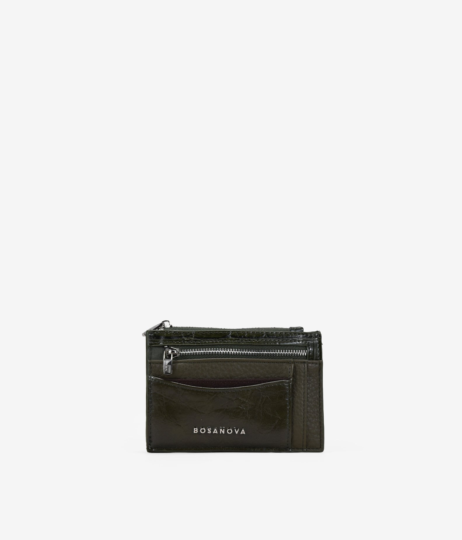 Billetero plano verde con cremallera