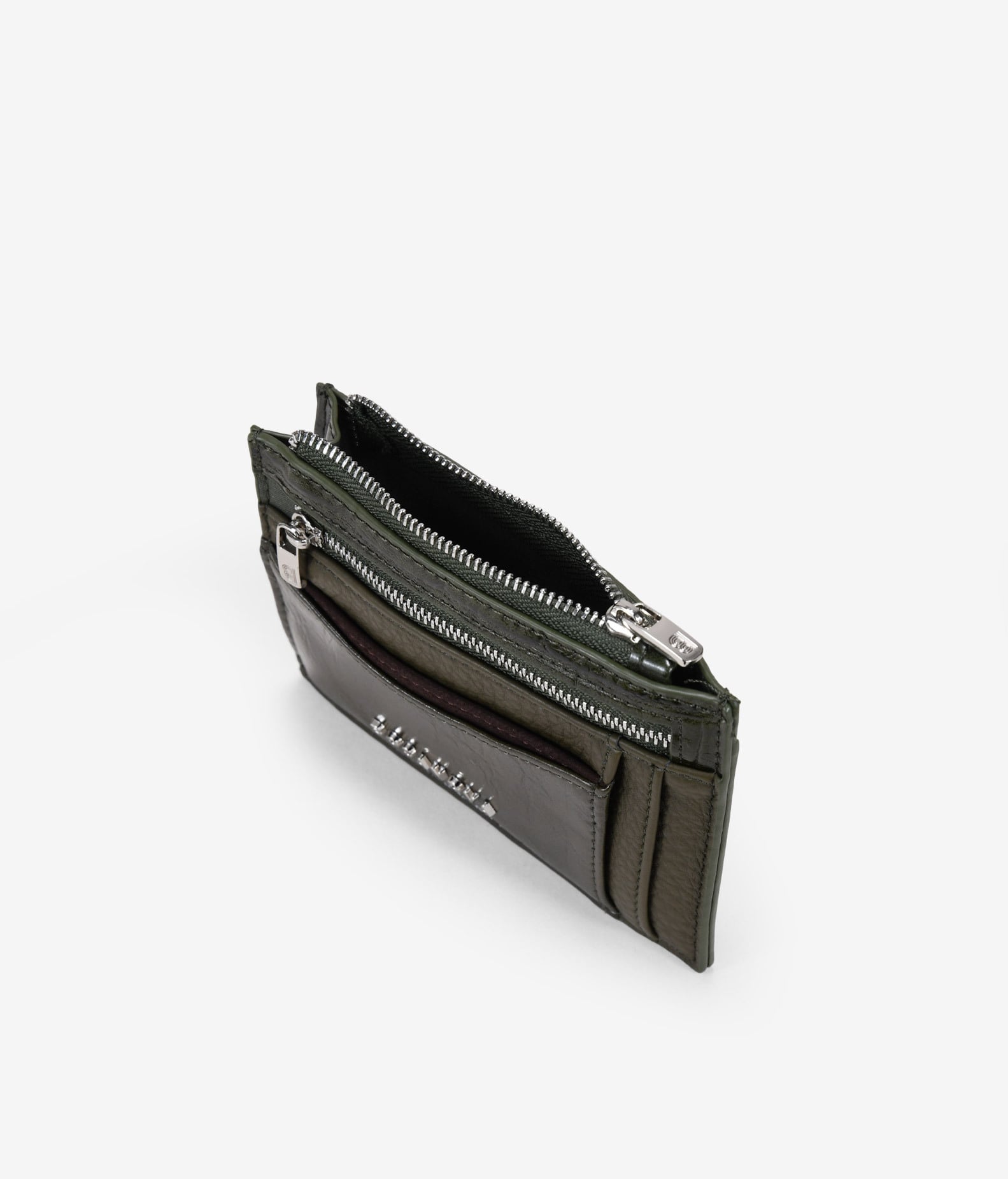 Billetero plano verde con cremallera