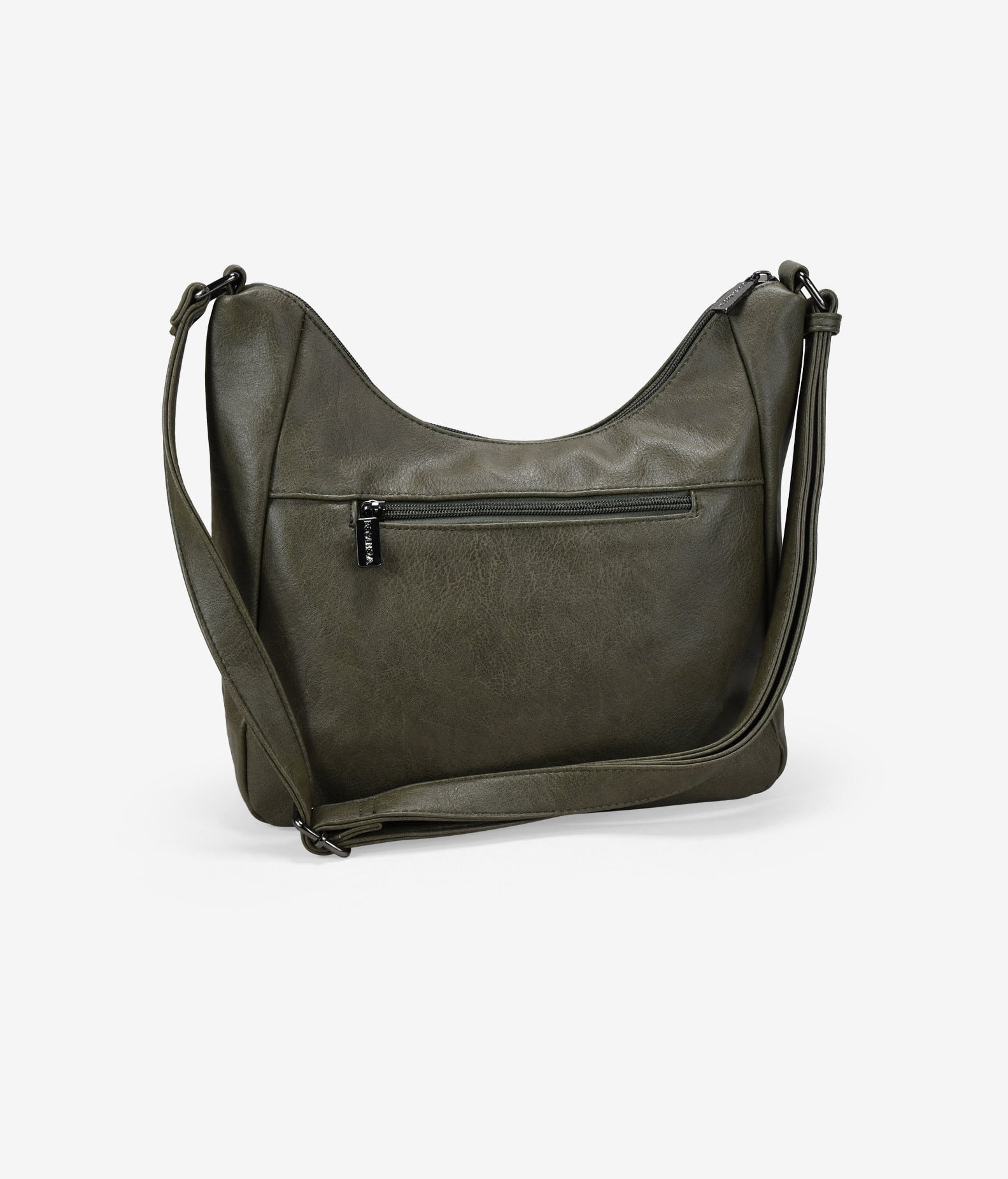 Bolso bandolera verde con cosidos y tachuelas
