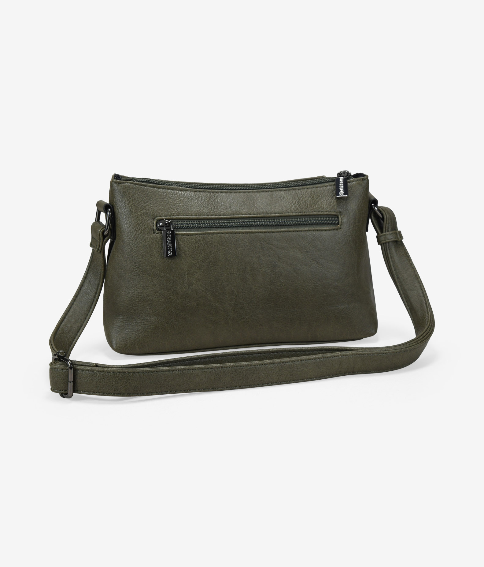 Bolso bandolera verde con cosidos y tachuelas