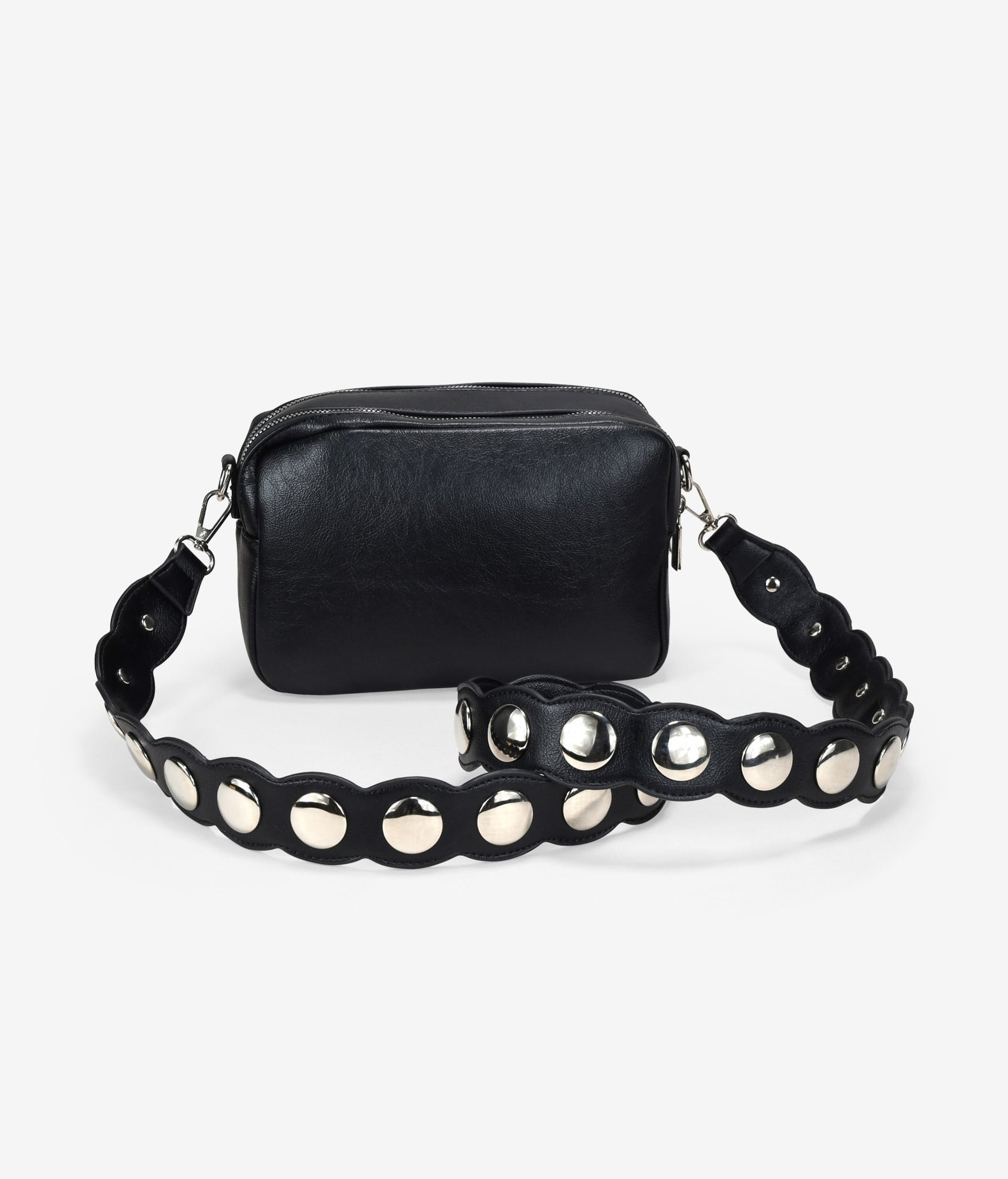 Bolso bandolera negro asa con tachuelas
