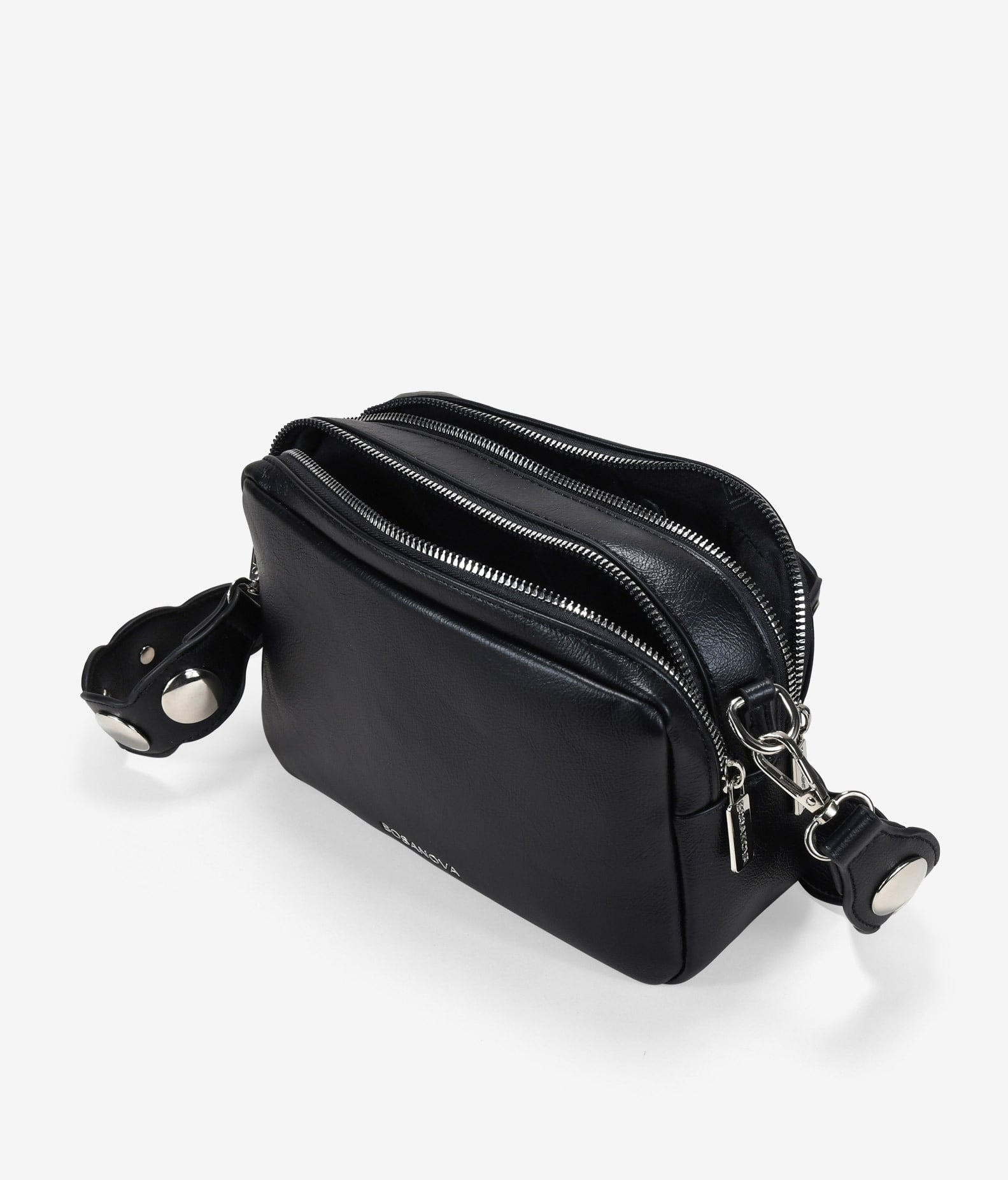 Bolso bandolera negro asa con tachuelas