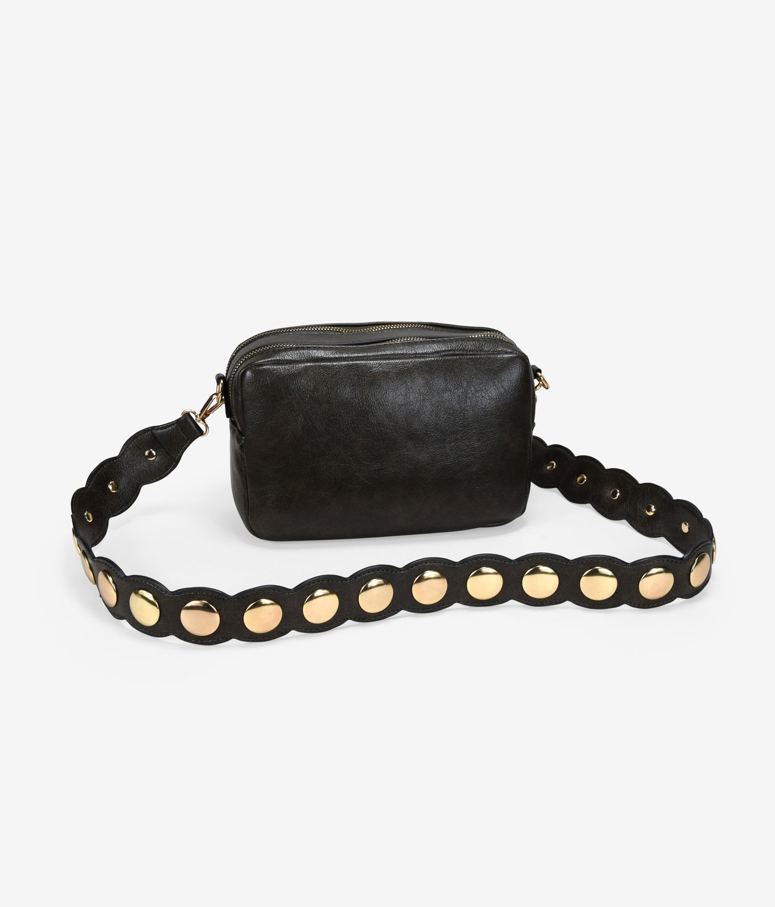 Bolso bandolera verde asa con tachuelas