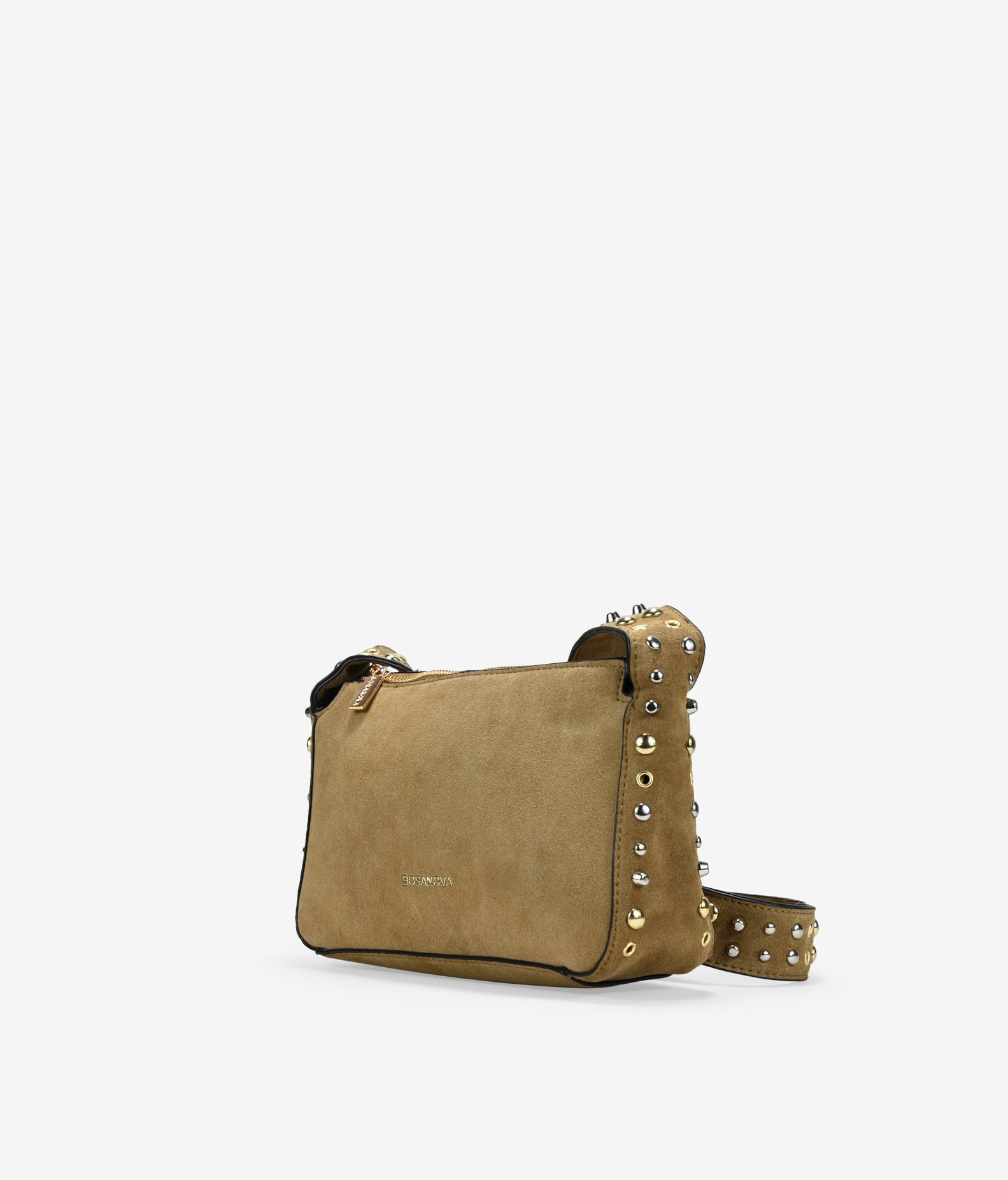 Bolso bandolera visón en piel con tachas
