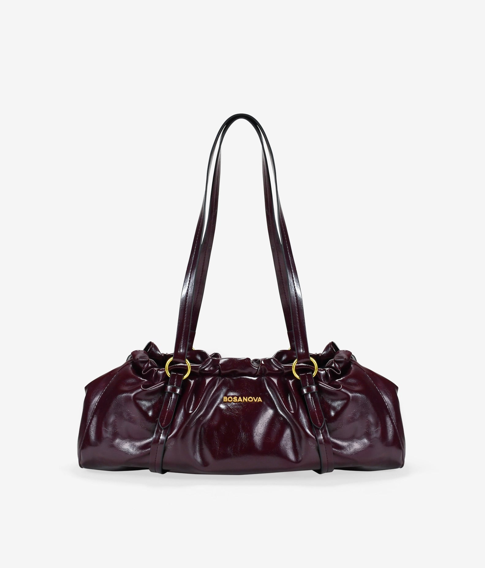 Bolso de hombro burdeos alargado y fruncido