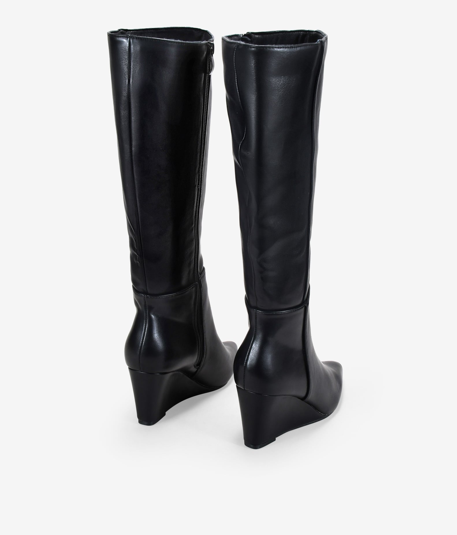 Botas altas negras de cuña 