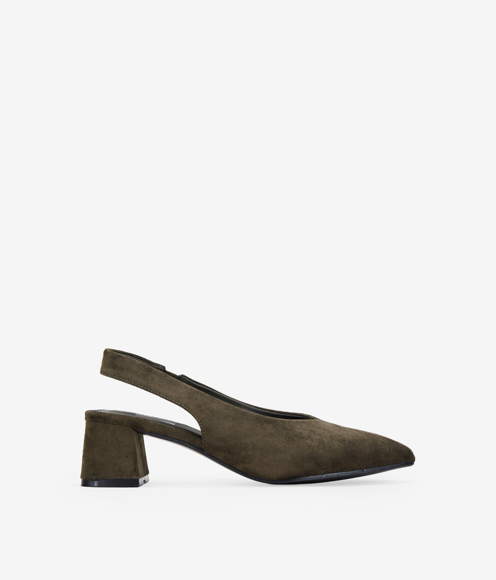 Zapatos de tacón verdes destalonados con punta