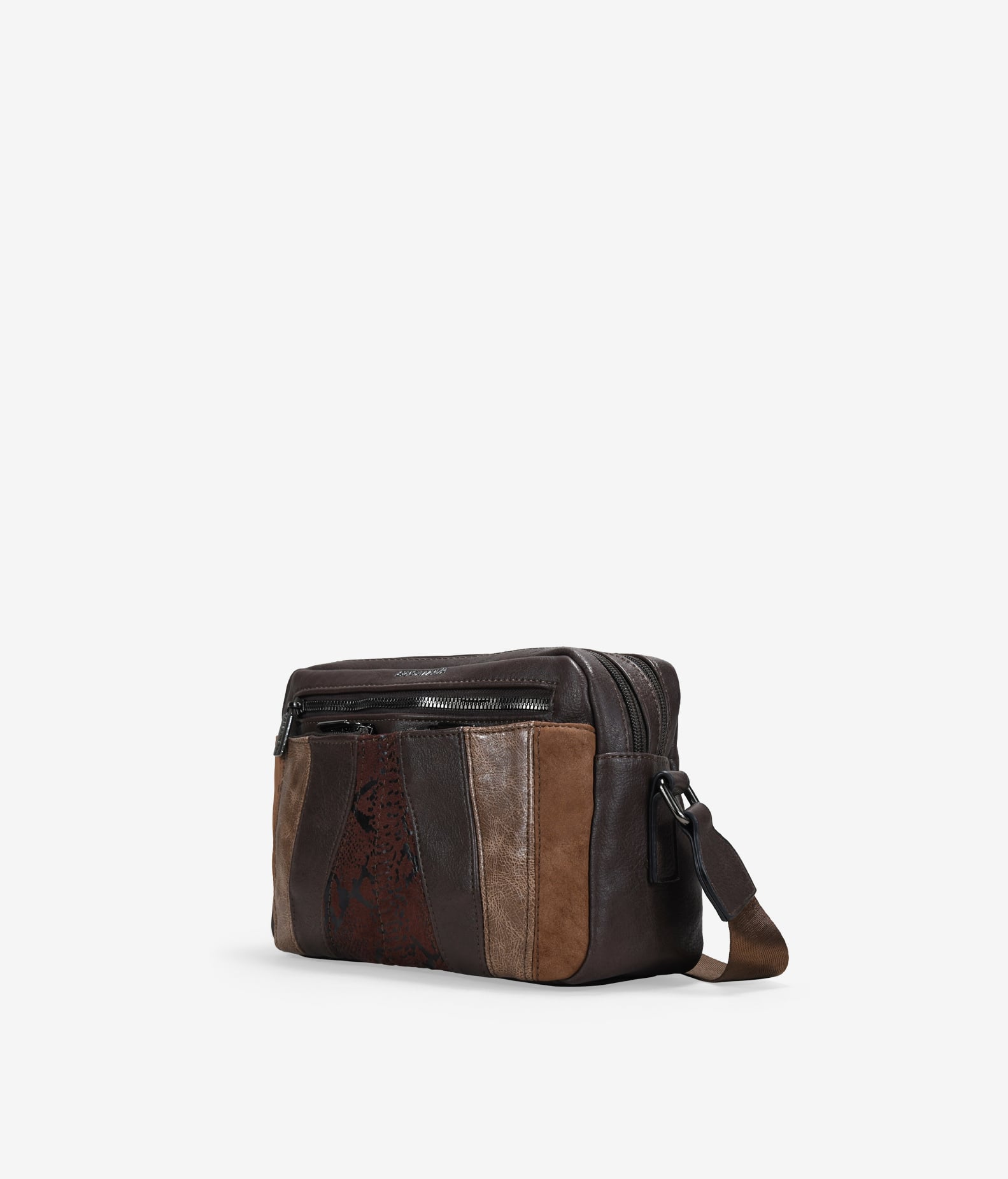 Bolso bandolera marrón con patchwork