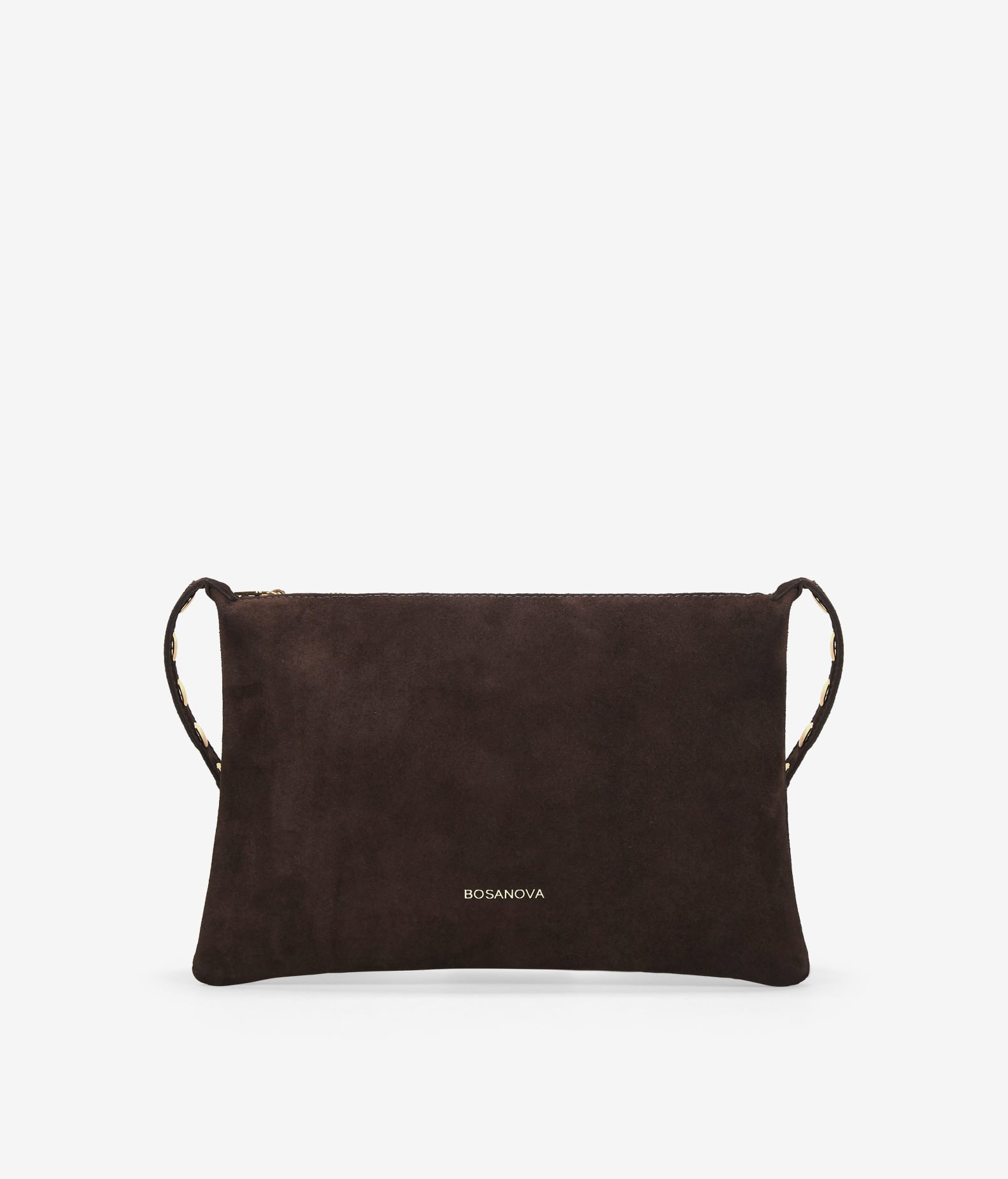 Bolso de hombro marrón en piel con tachuelas
