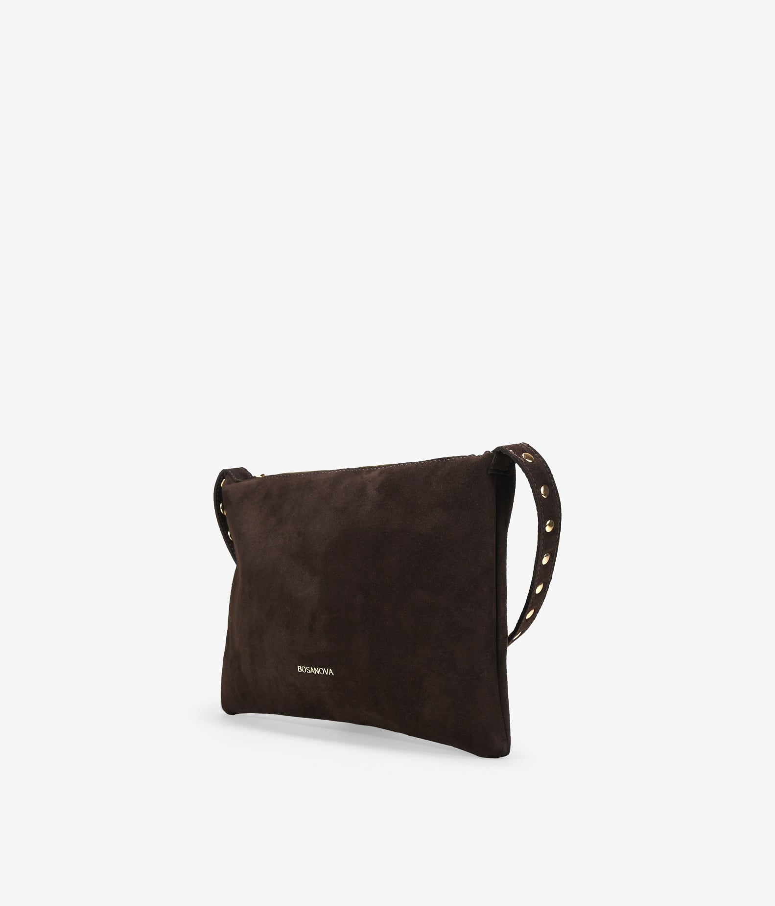 Bolso de hombro marrón en piel con tachuelas