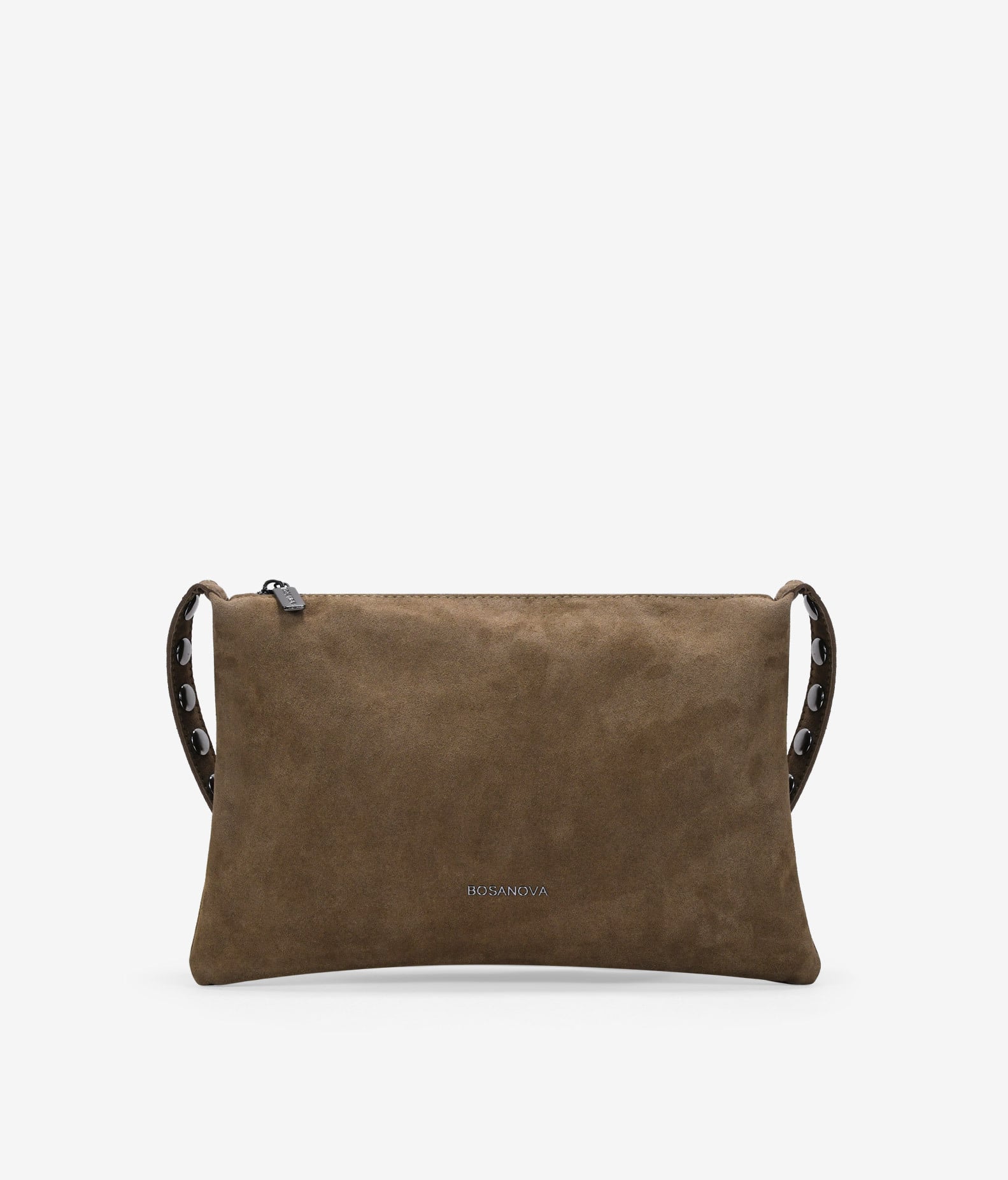 Bolso de hombro verde en piel con tachuelas