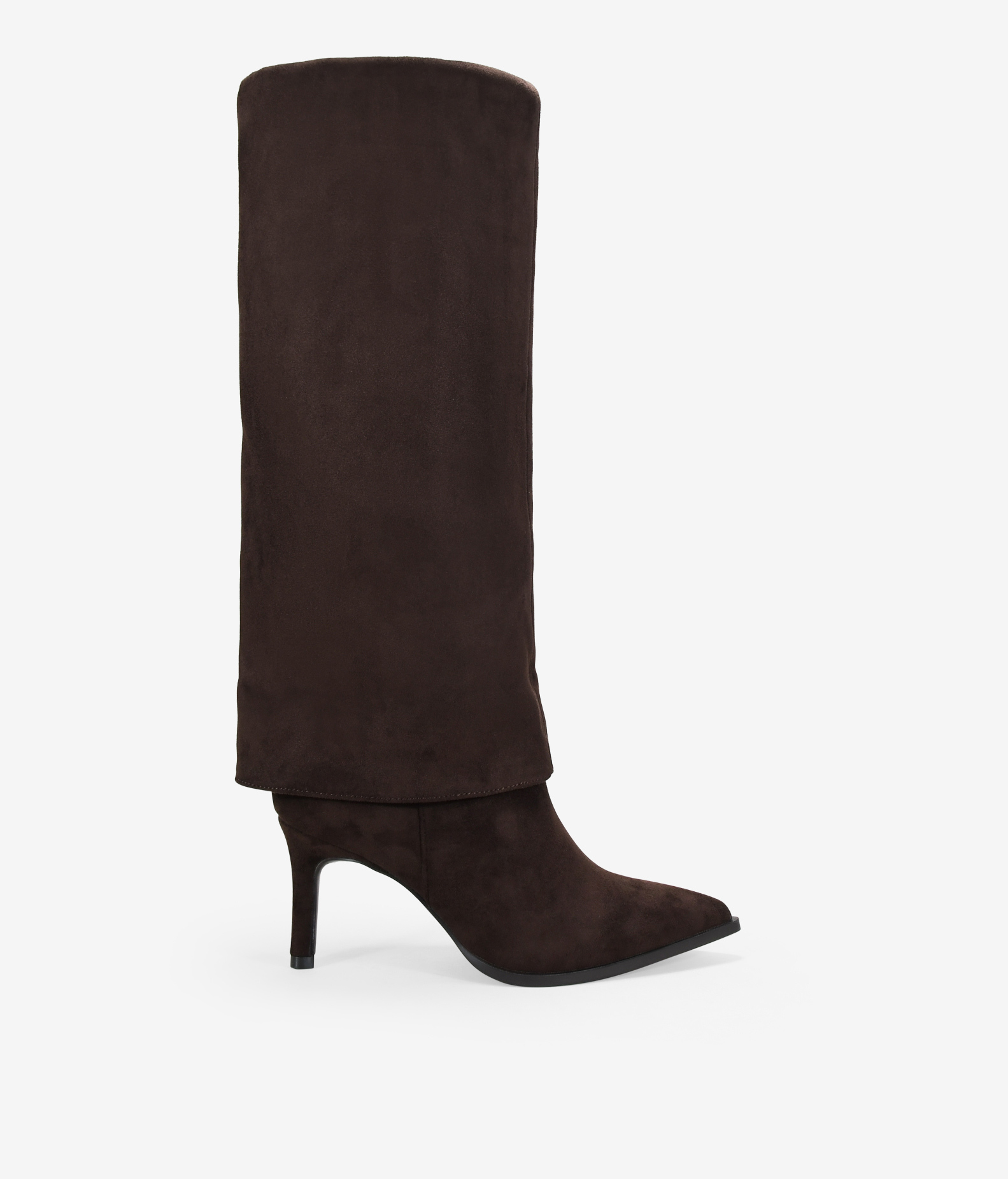 Botas altas marrones con polaina y tacón fino