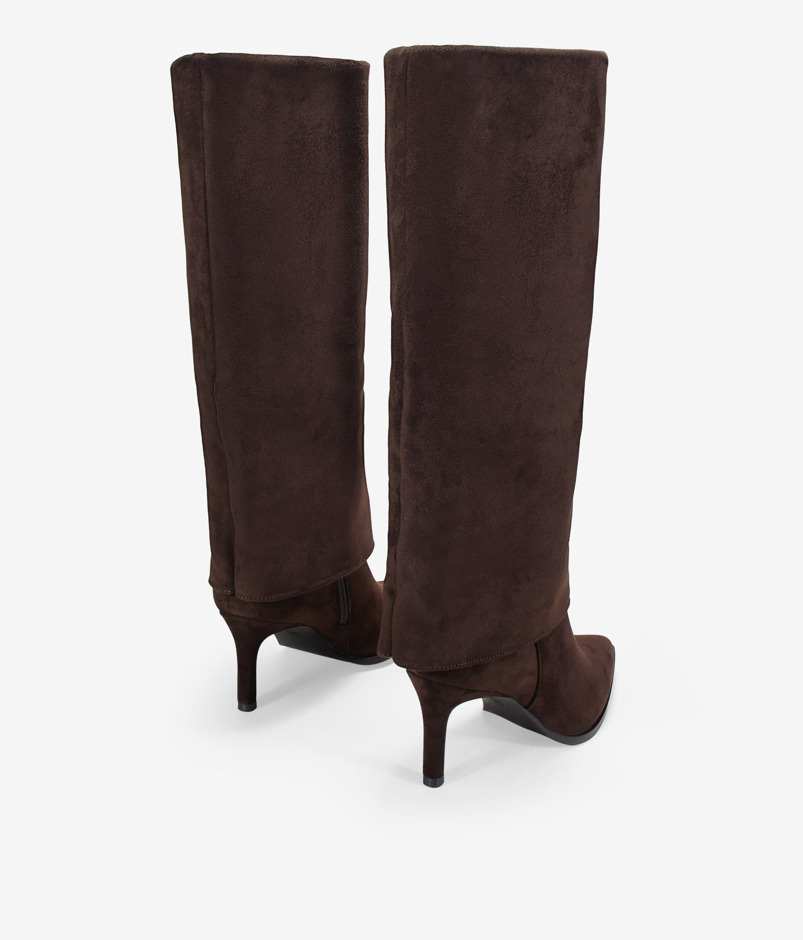 Botas altas marrones con polaina y tacón fino