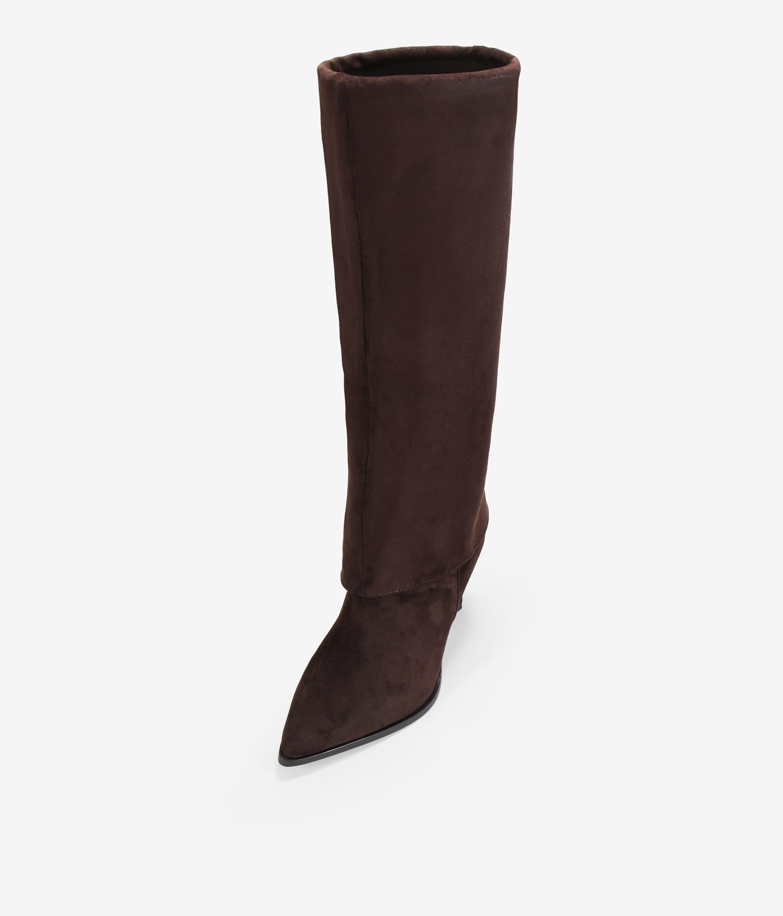 Botas altas marrones con polaina y tacón fino