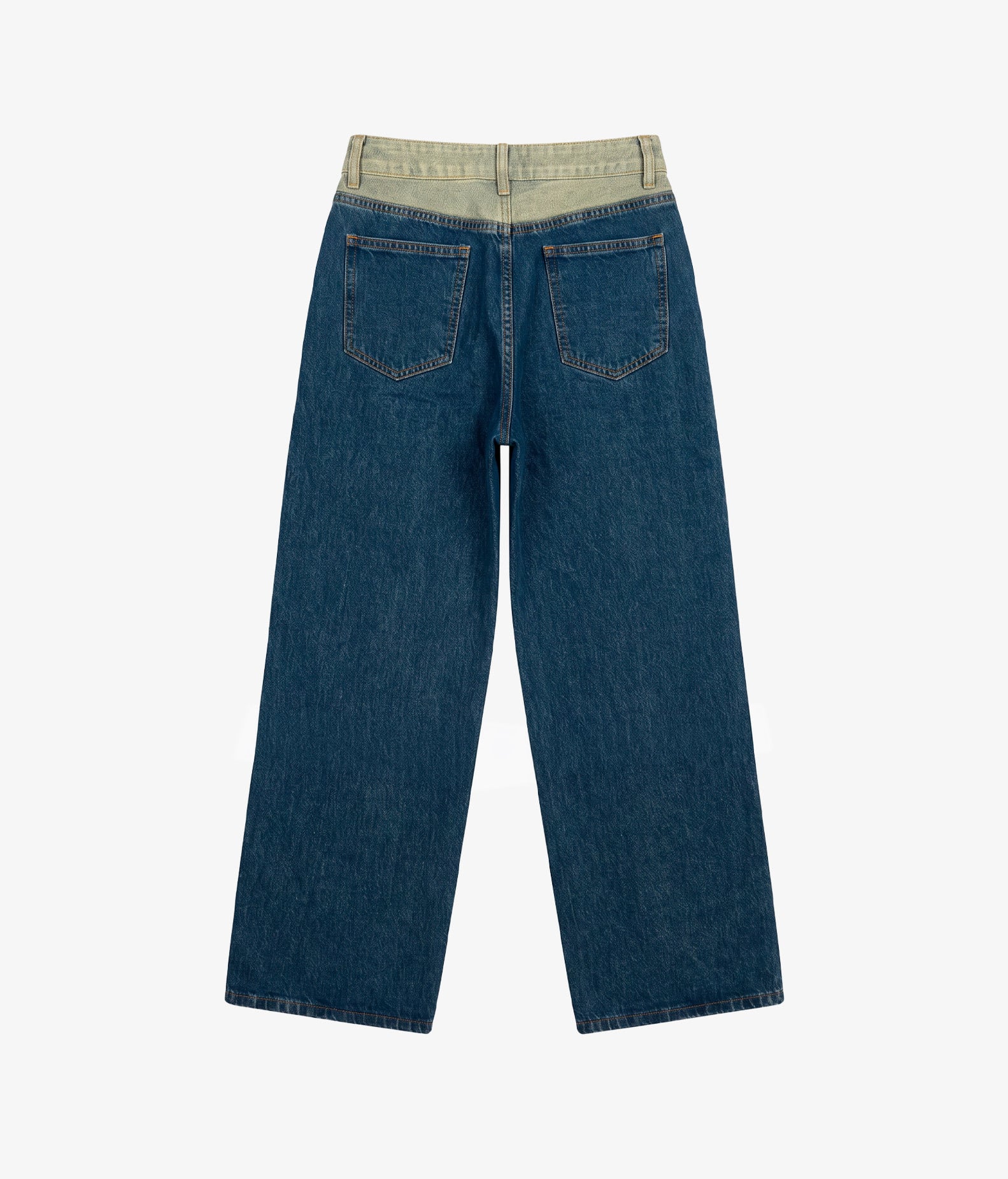 Pantalón tejano azul oscuro bicolor con botón